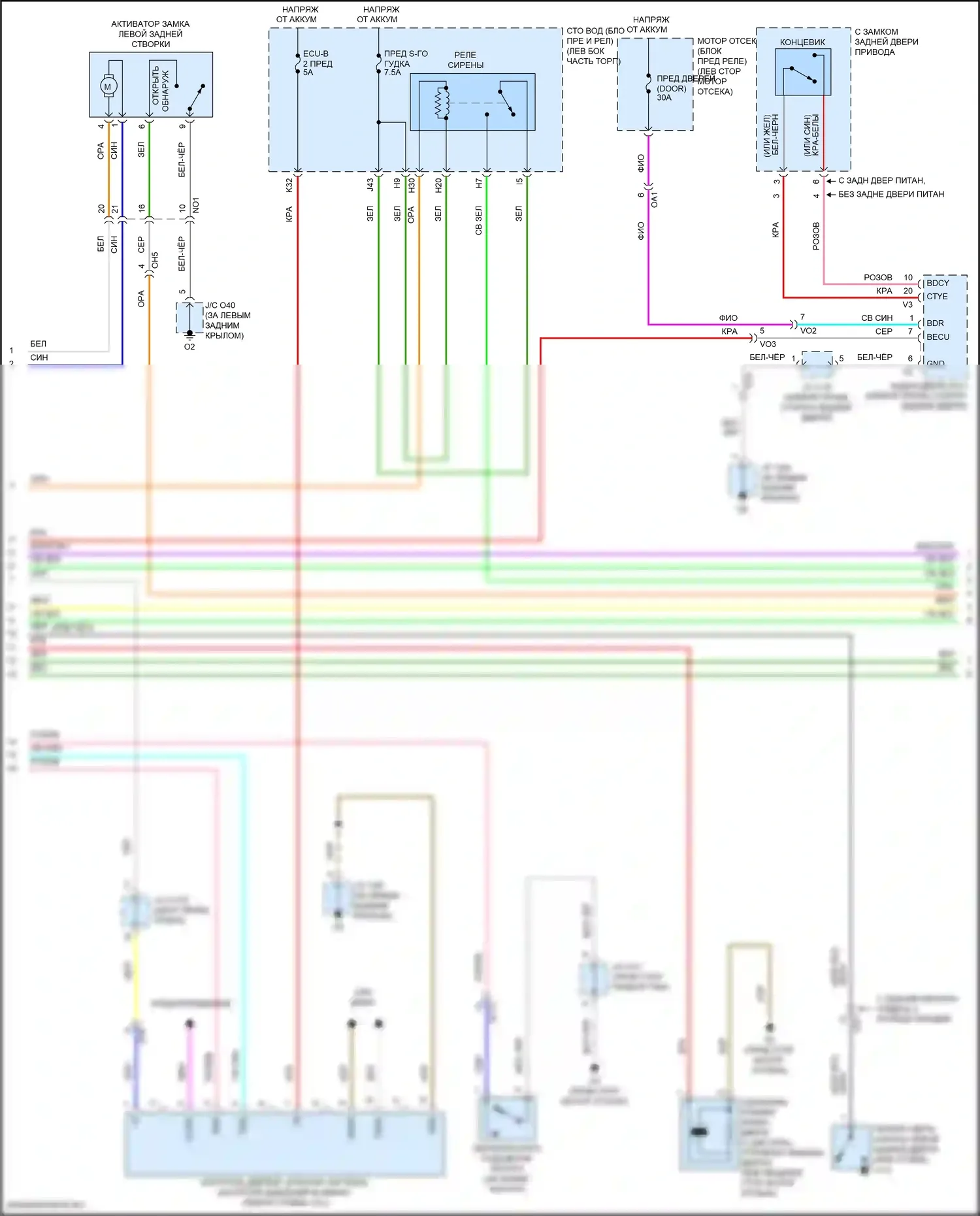 Sequoia Toyota II рестайлинг (2017-2022): Электросхема защиты от взлома (2 из 3) 
