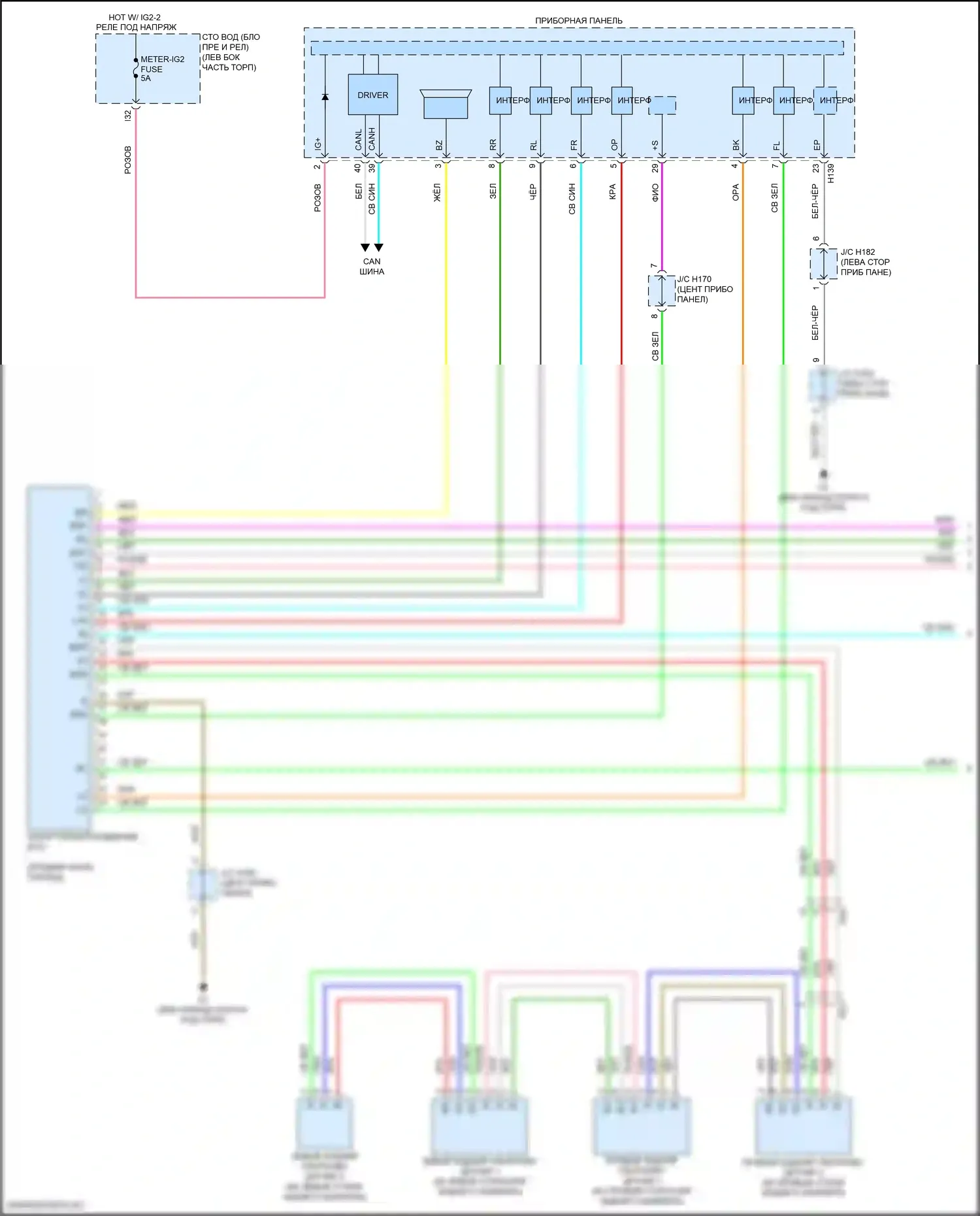 Sequoia Toyota II рестайлинг (2017-2022): Электросхема парктроника (1 из 2) 