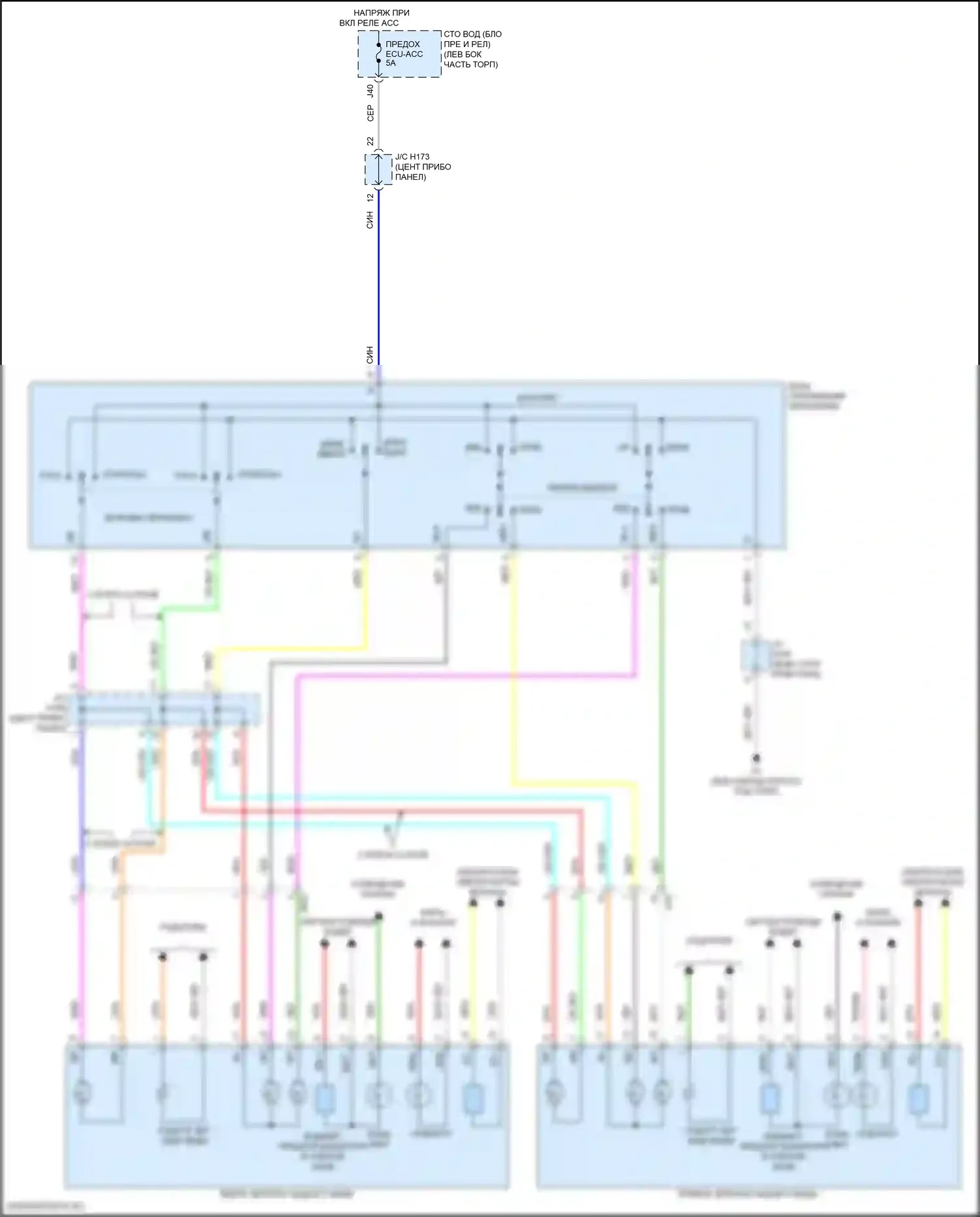 Sequoia Toyota II рестайлинг (2017-2022): Электросхема управления зеркалами заднего вида 