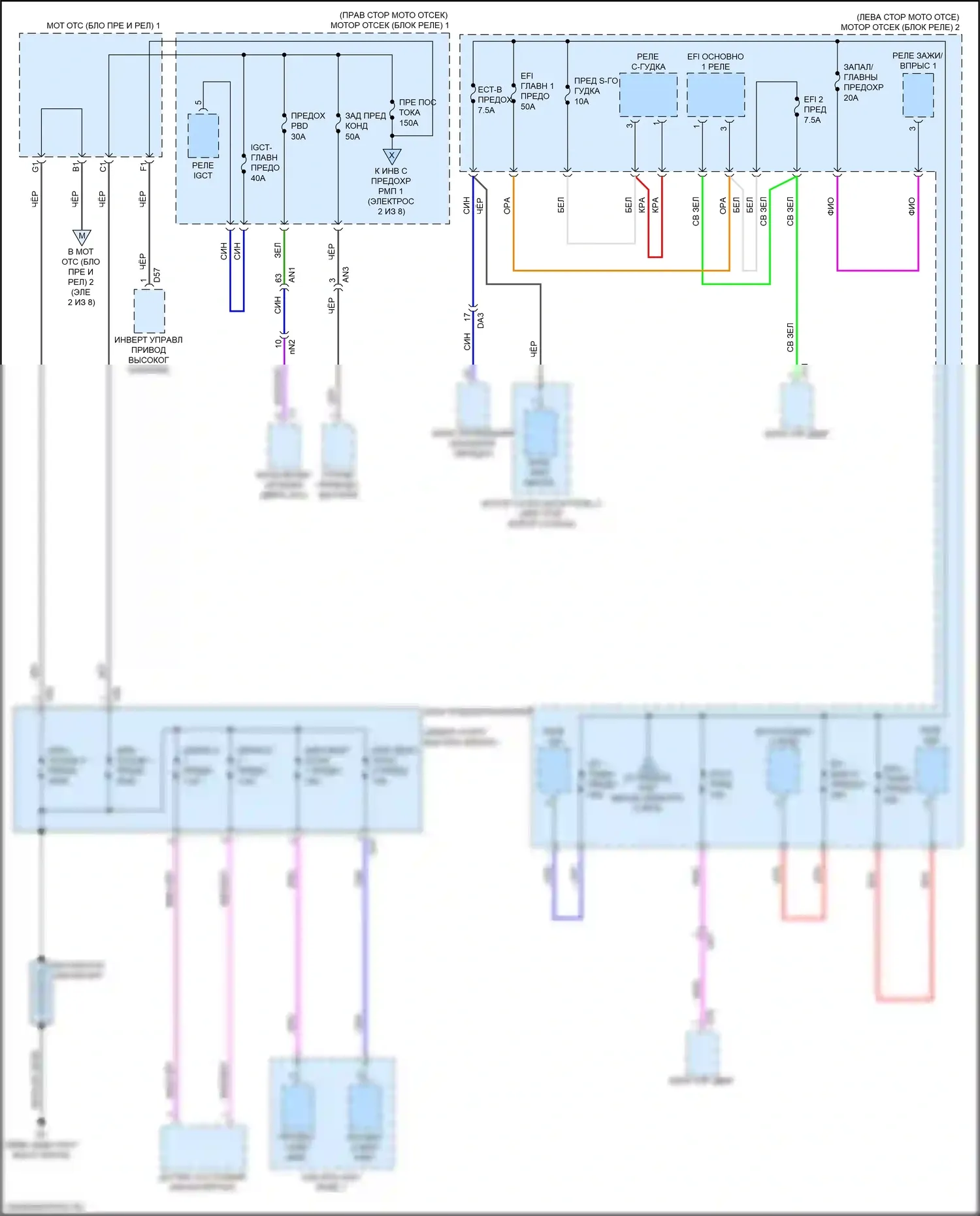 Sequoia Toyota III (2022-2024): Электросхема блока предохранителей реле (1 из 8) 