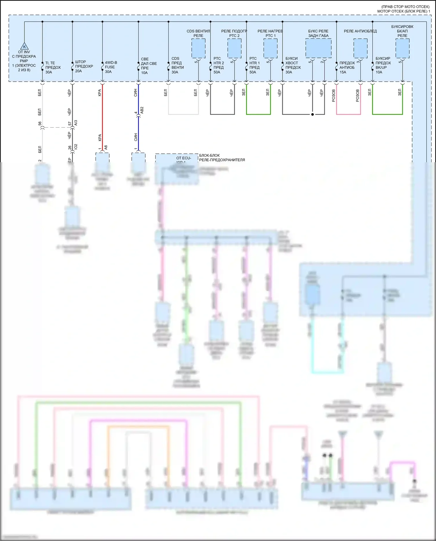 Sequoia Toyota III (2022-2024): Электросхема блока предохранителей реле (3 из 8) 