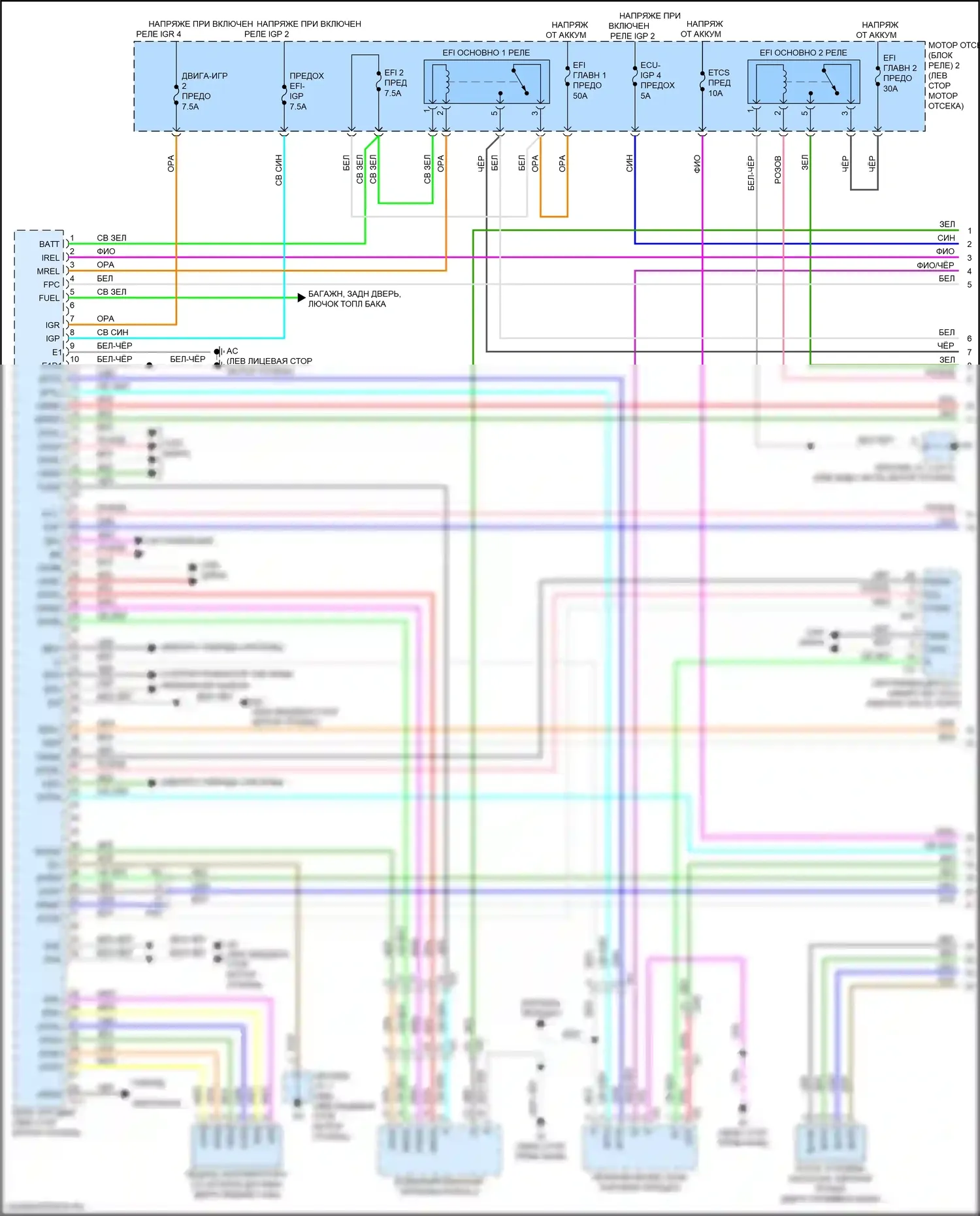 Sequoia Toyota III (2022-2024): Электросхема двигателя 3.4л турбо, электросхема органов управления двигателем (1 из 8) 