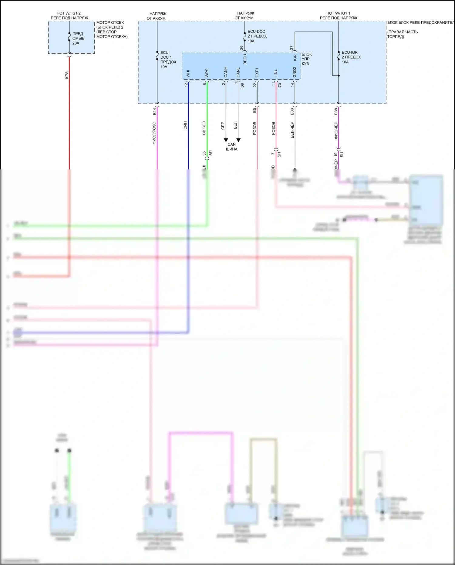 Sequoia Toyota III (2022-2024): Электросхема передних дворников и омывателей (2 из 2) 