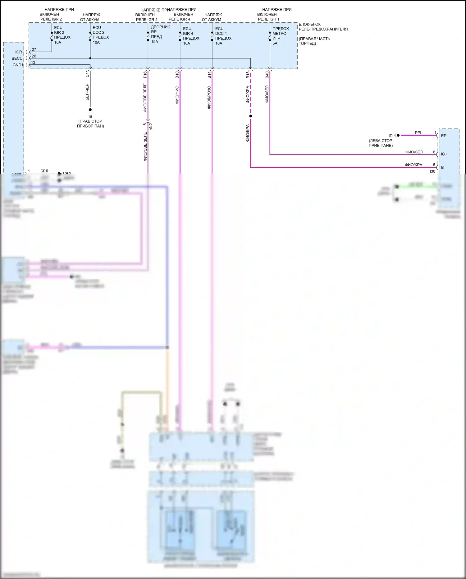 Sequoia Toyota III (2022-2024): Электросхема задних дворников и омывателей 