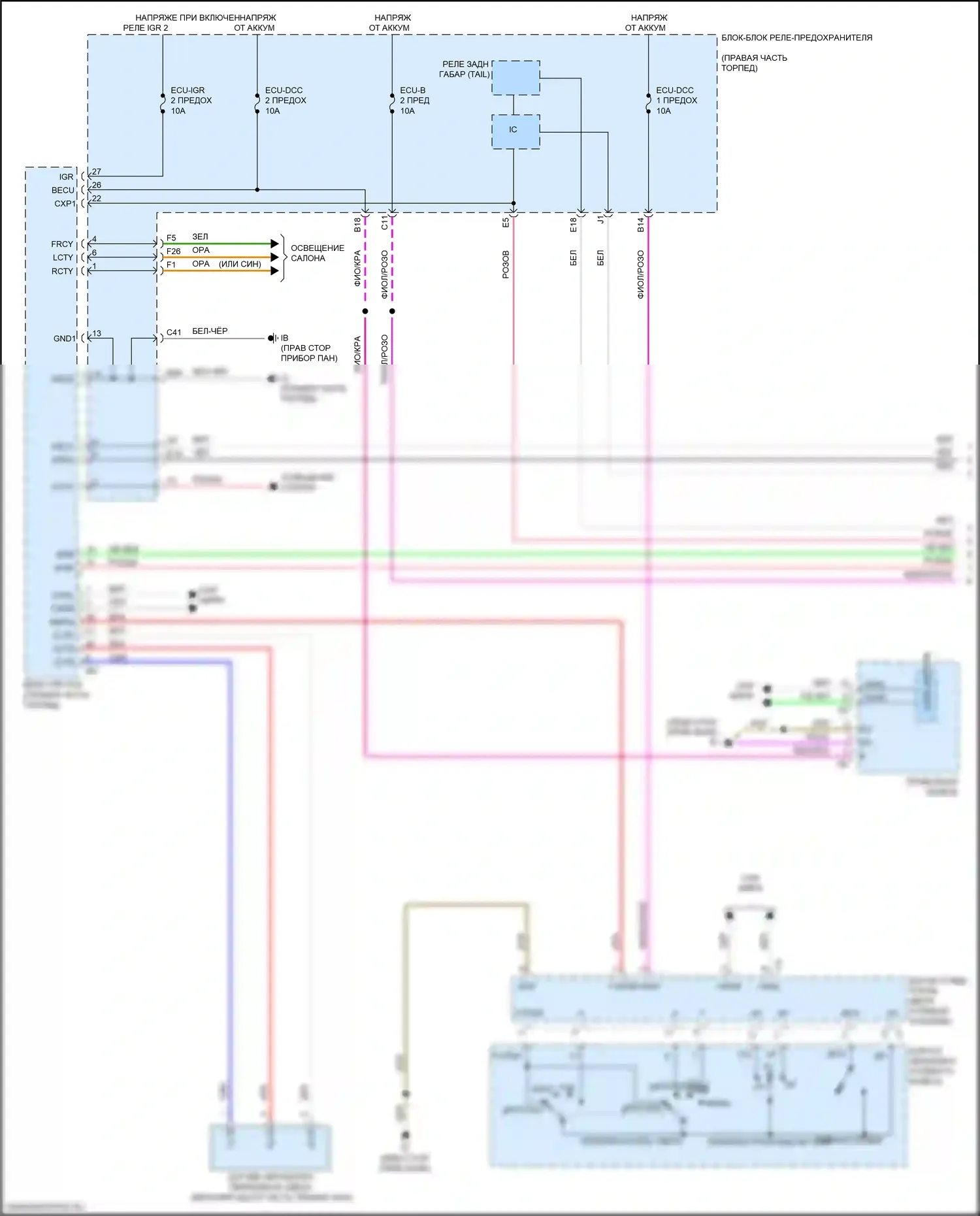 Sequoia Toyota III (2022-2024): Электросхема фар, без фары ecu (1 из 3) 