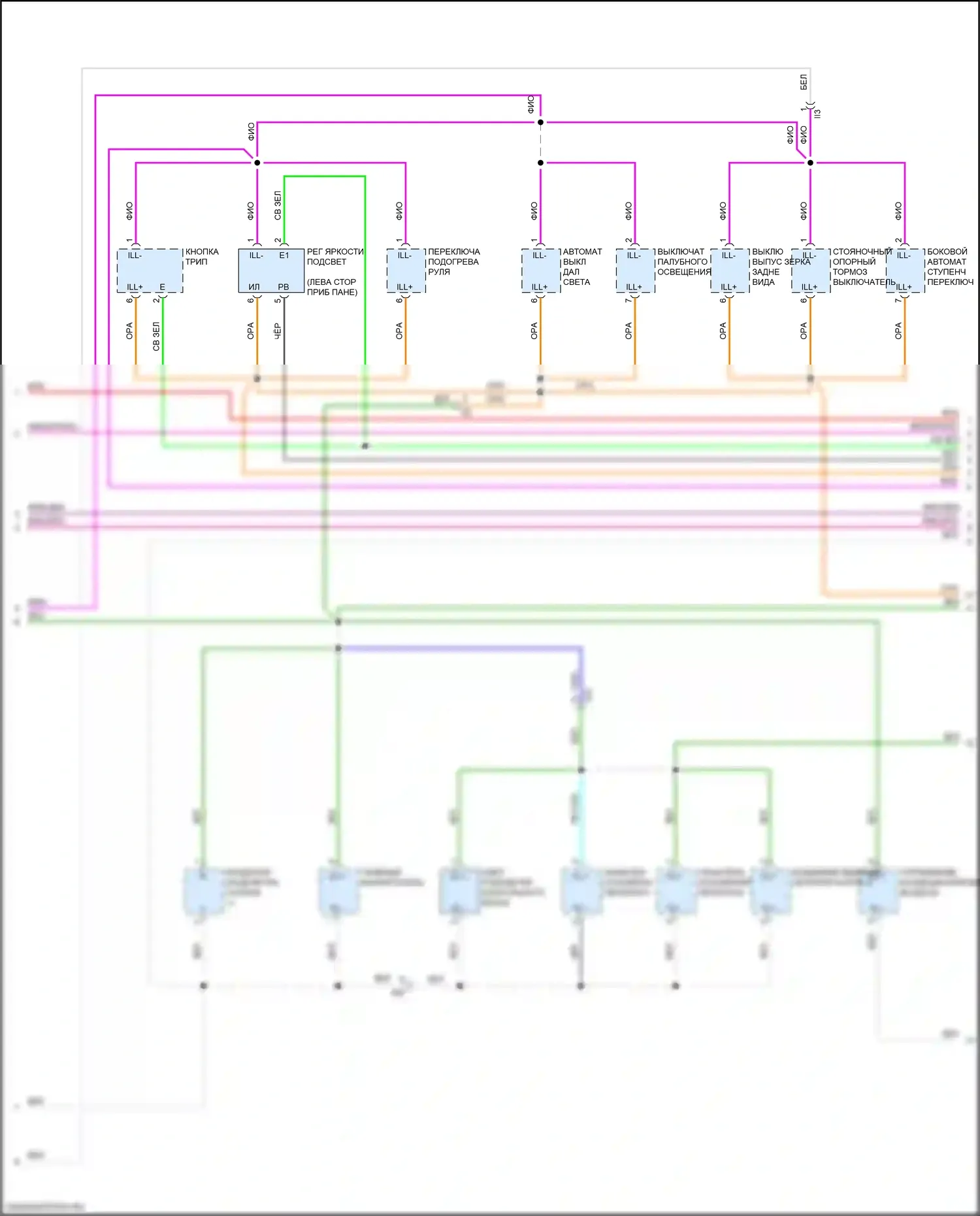 Sequoia Toyota III (2022-2024): Электросхема подсветки приборной панели (2 из 3) 