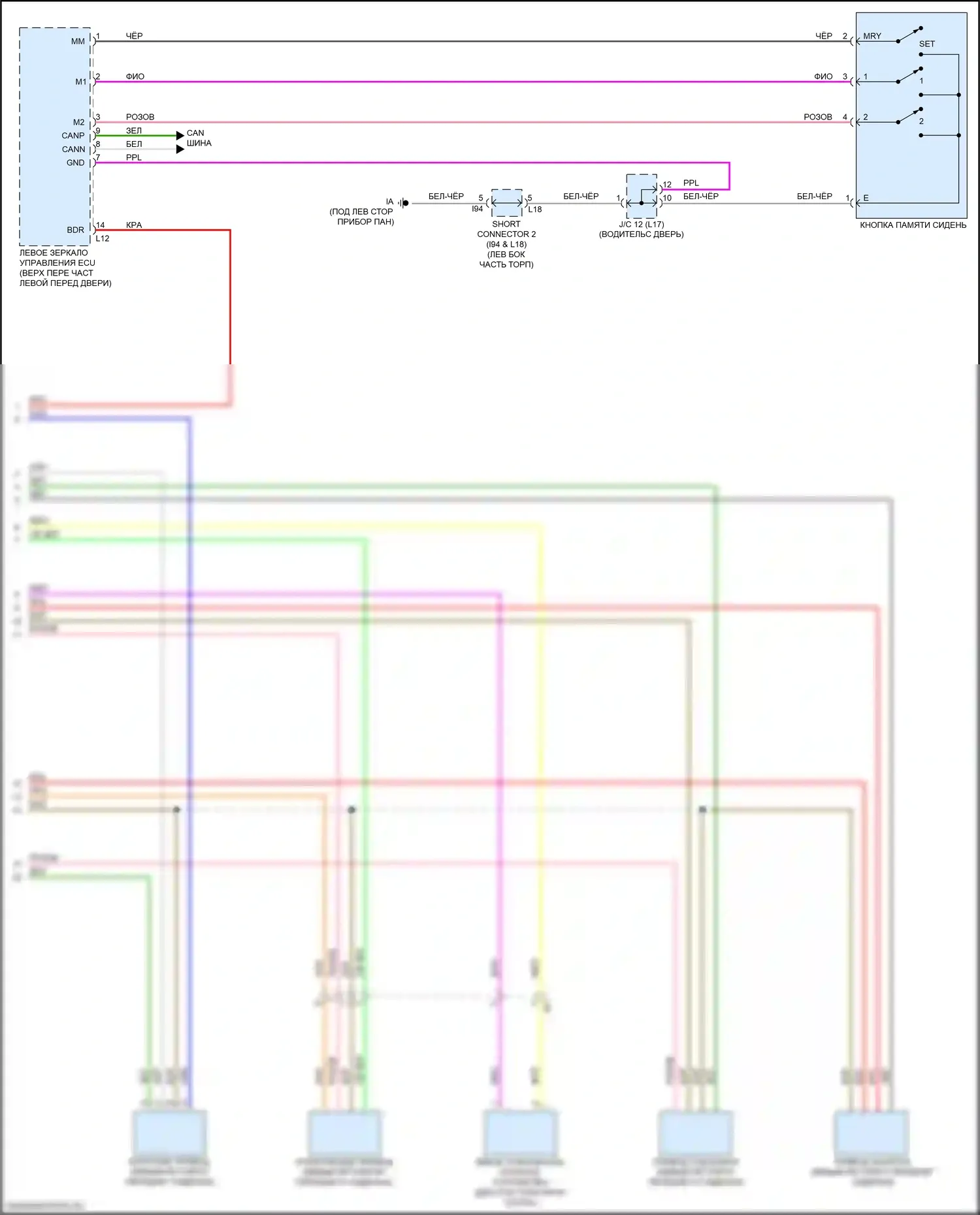 Sequoia Toyota III (2022-2024): Электросхема сиденья памяти (2 из 2) 