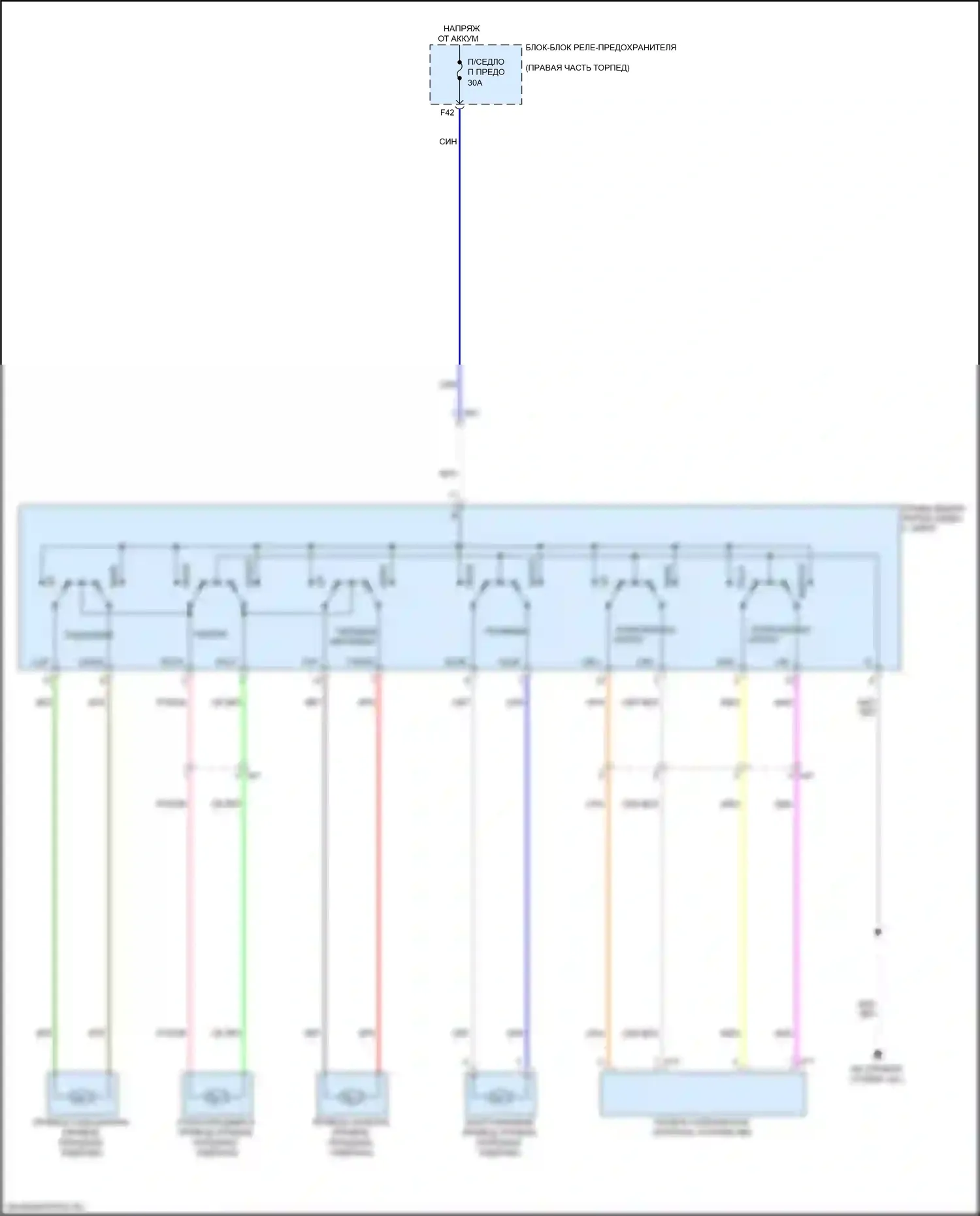 Sequoia Toyota III (2022-2024): Электросхема пассажирского сиденья с электроприводом, 4-сторонняя поясничная опора 