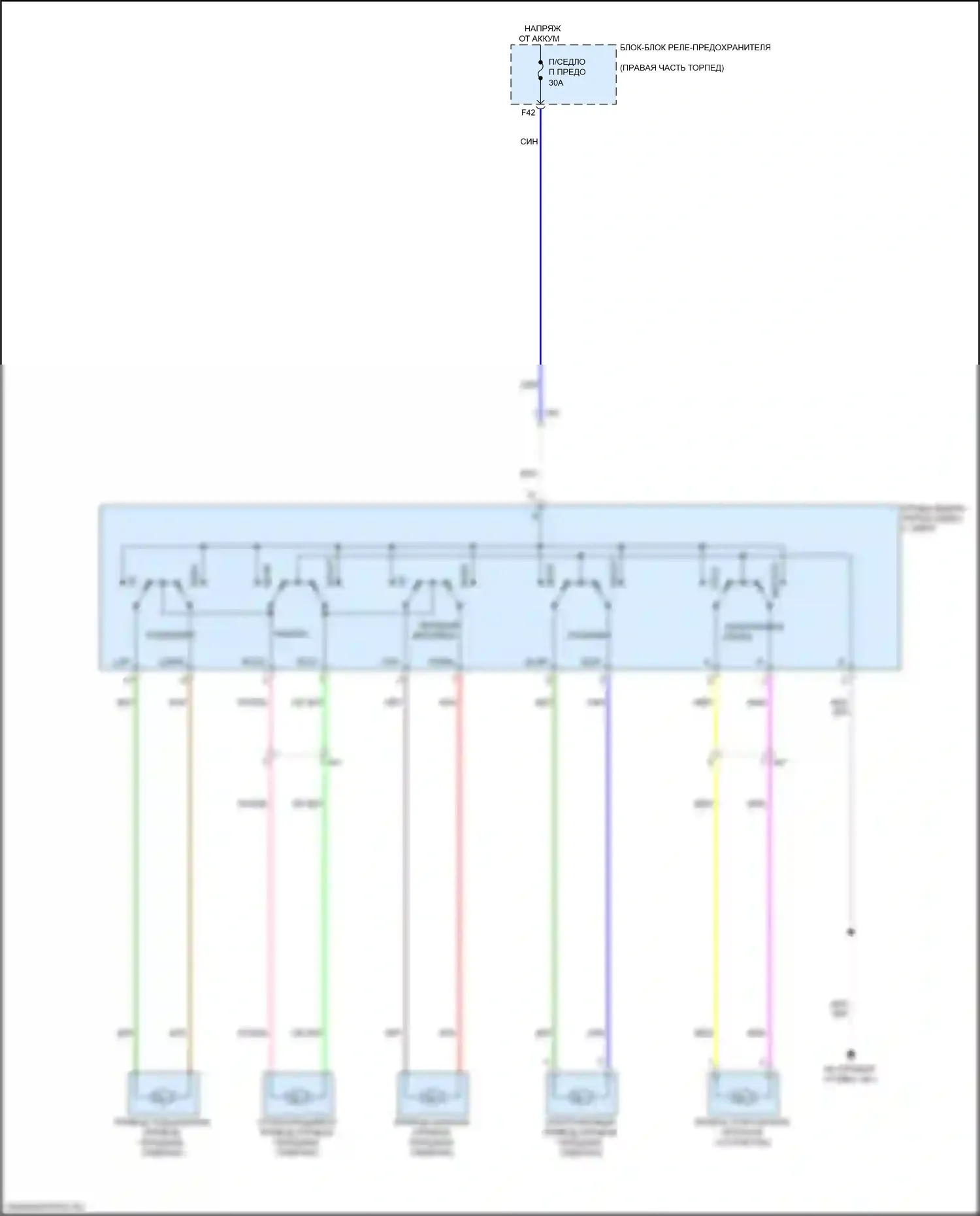 Sequoia Toyota III (2022-2024): Электросхема пассажирского сиденья с электроприводом, двусторонняя поясничная опора 