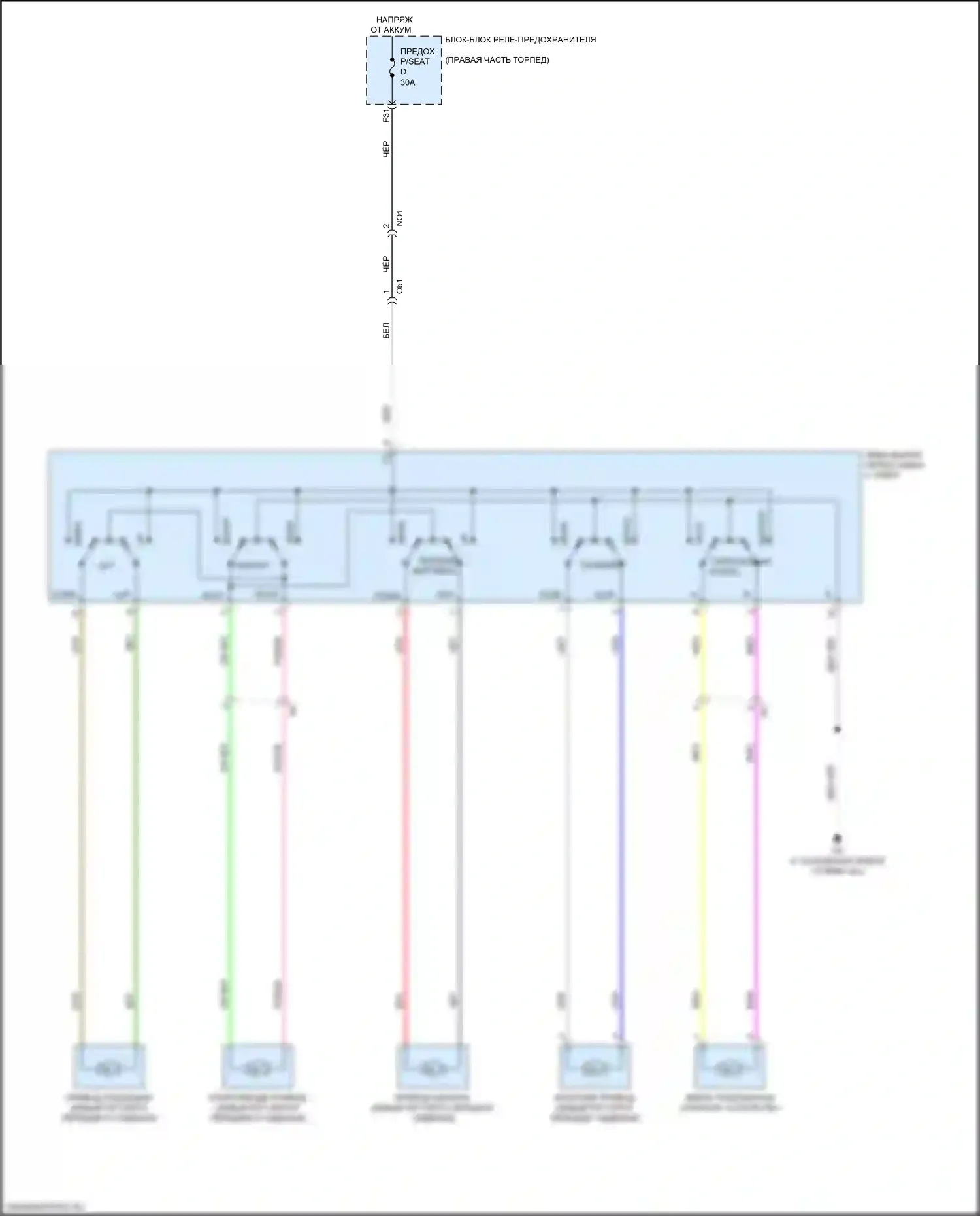 Sequoia Toyota III (2022-2024): Питание водительского сиденья электросхема 