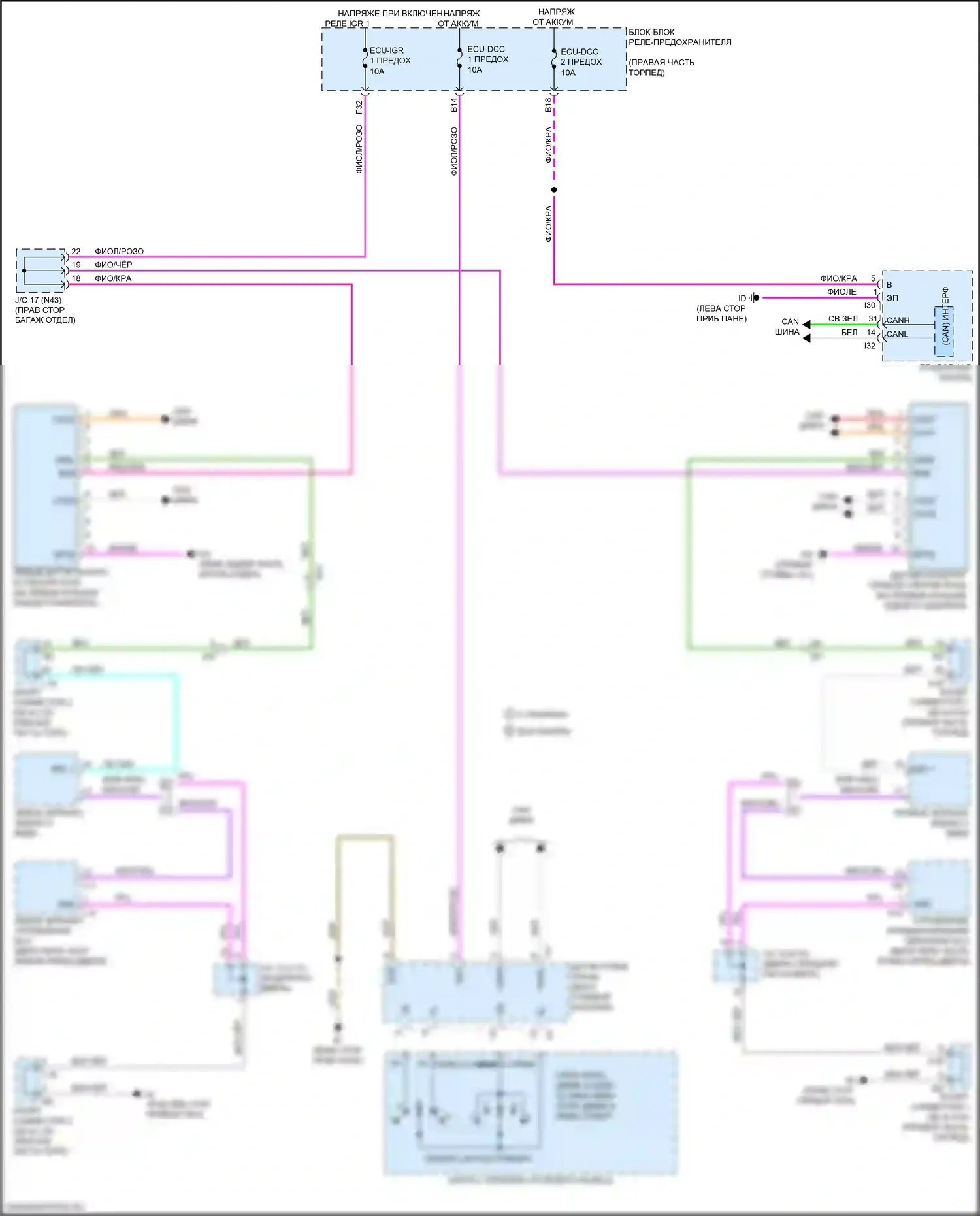 Sequoia Toyota III (2022-2024): Электросхема мониторинга в слепой зоне 