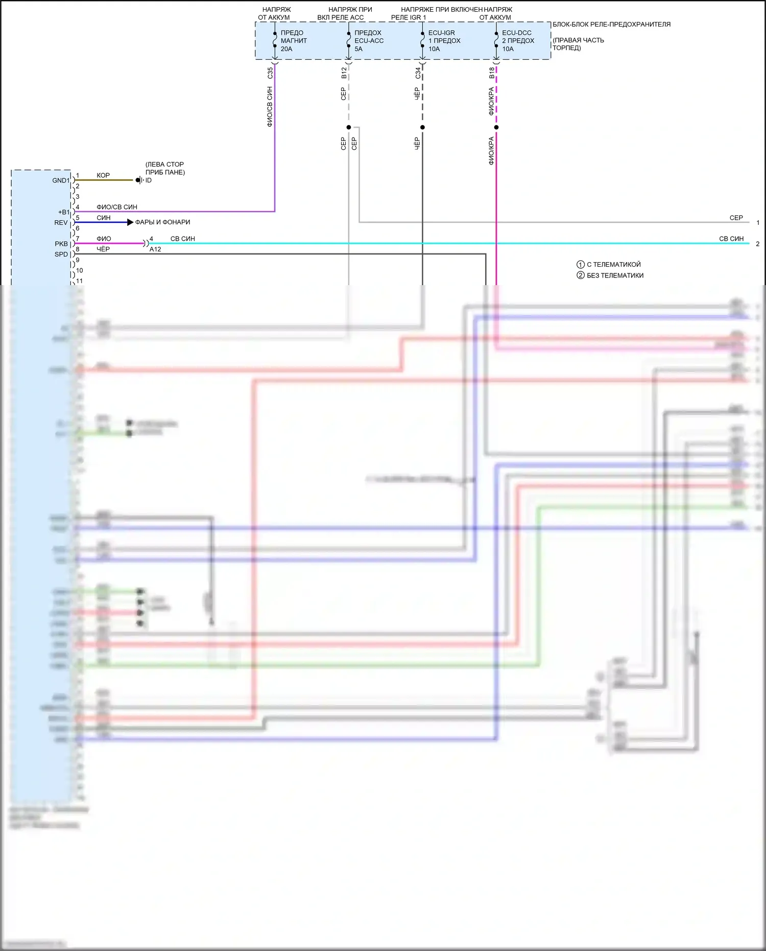 Sequoia Toyota III (2022-2024): Электросхема навигации, со встроенным усилителем (1 из 4) 