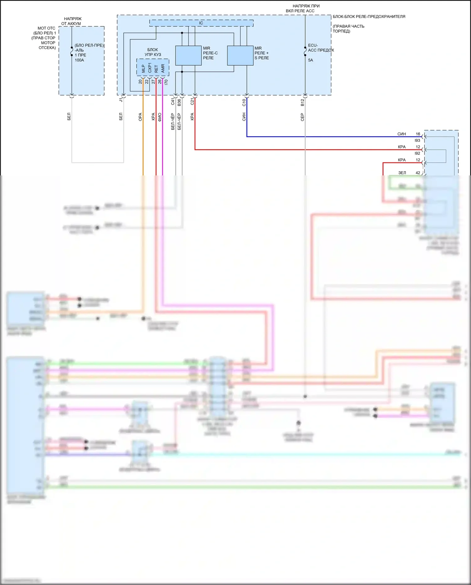 Sequoia Toyota III (2022-2024): Управление зеркалами заднего вида электросхема (1 из 2) 