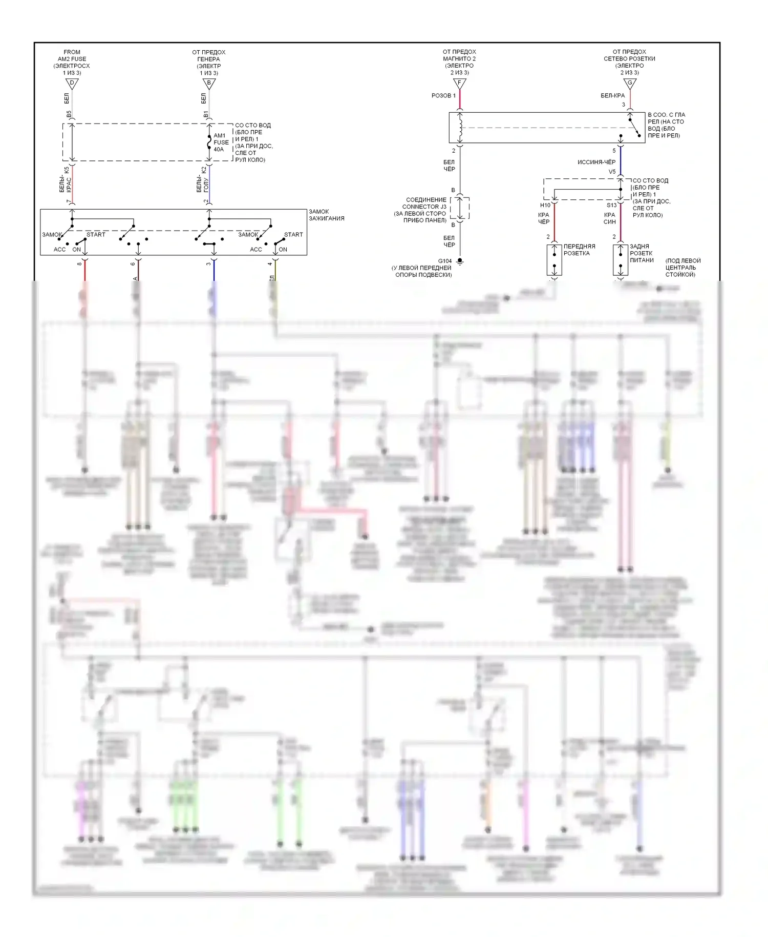 Sienna Toyota I (1997-2003): Электросхема блока предохранителей реле (2 из 3) 