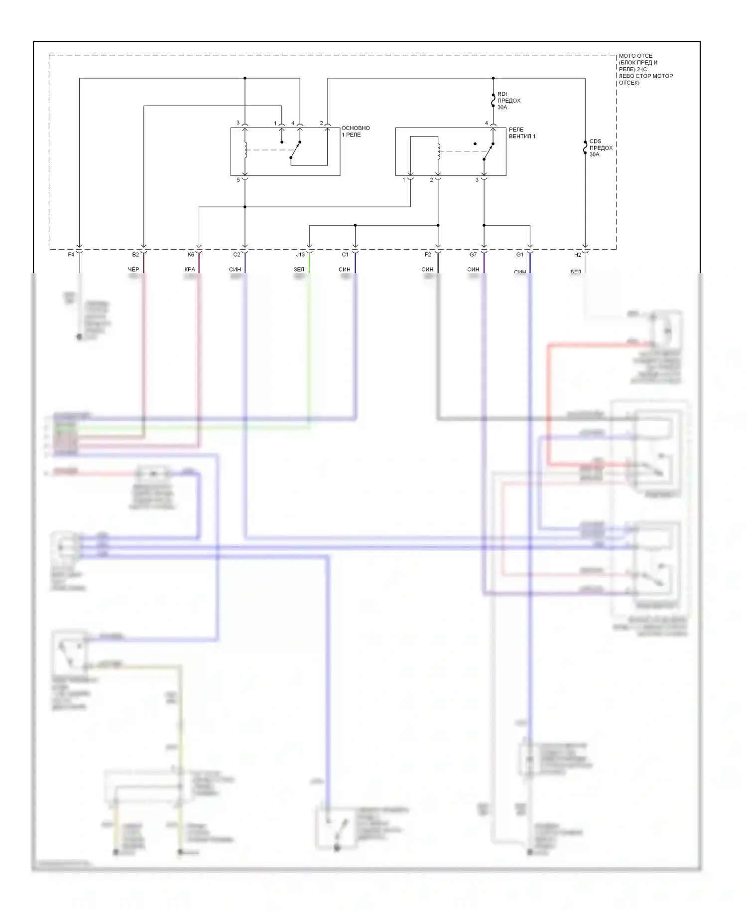 Sienna Toyota I (1997-2003): Электросхема климат контроля, без буксировочного комплекта (3 из 3) 