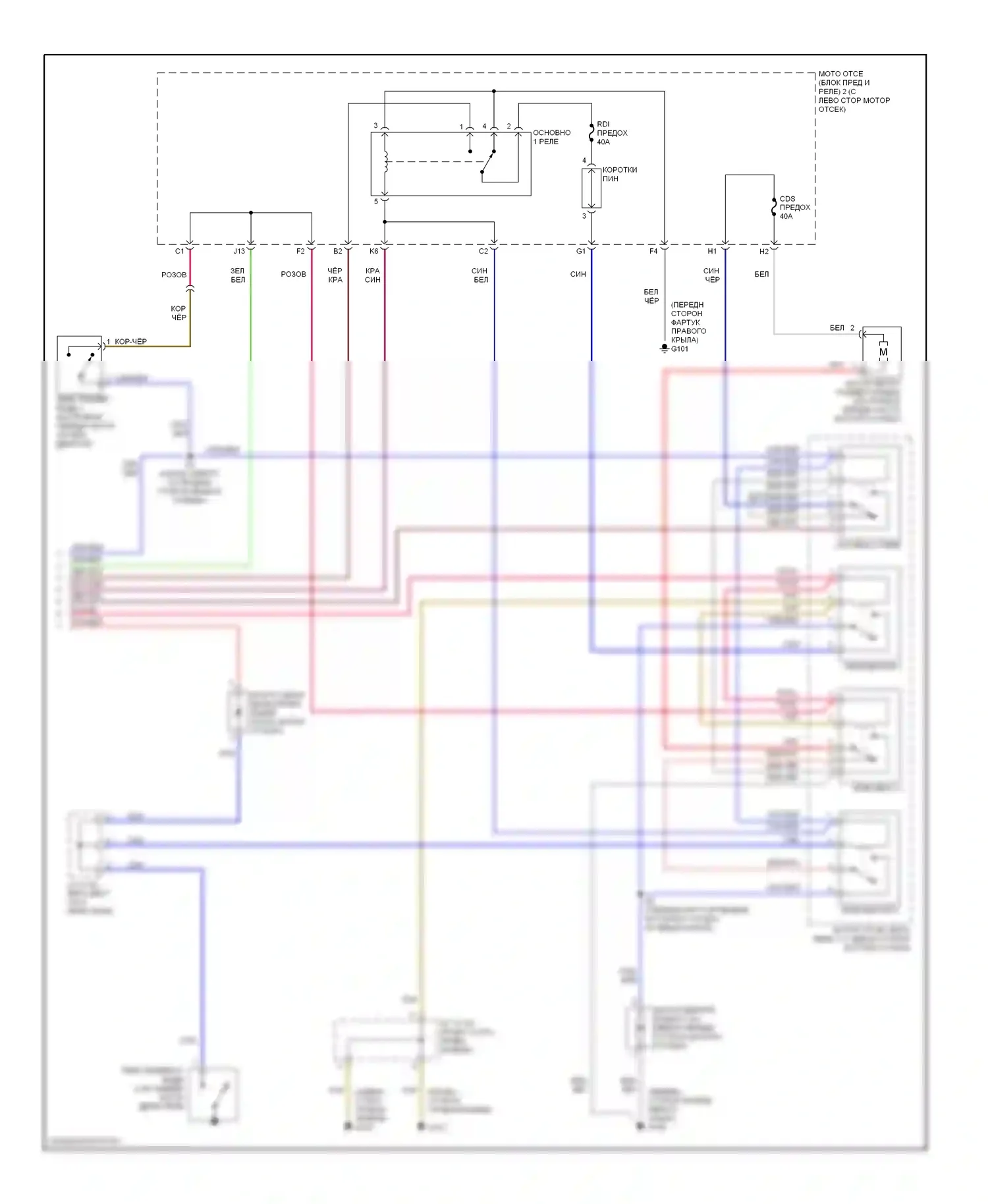 Sienna Toyota I (1997-2003): Электросхема климат контроля, с буксировочным пакетом (3 из 3) 