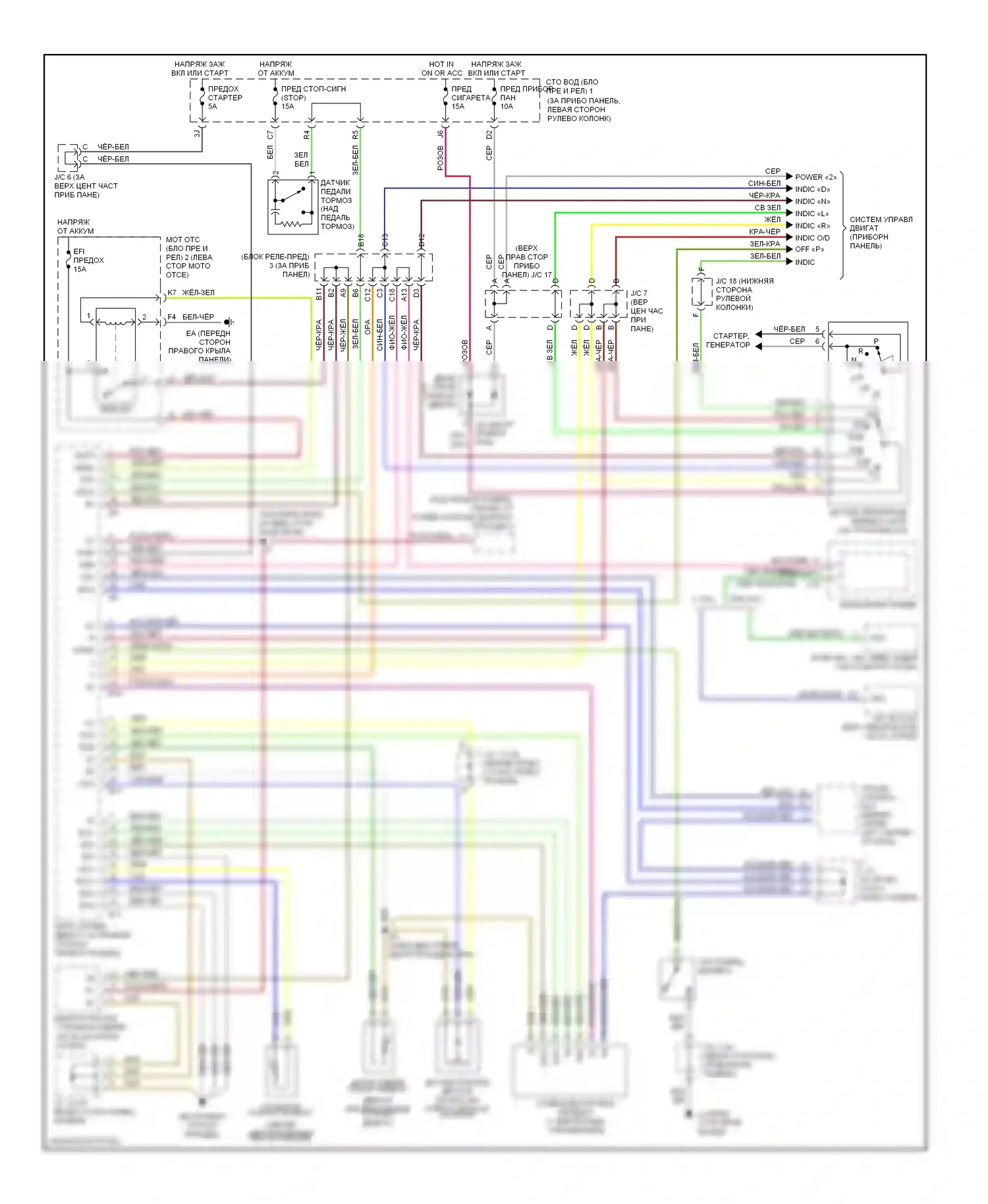 Sienna Toyota I (1997-2003): Электросхема автоматической коробки передач 