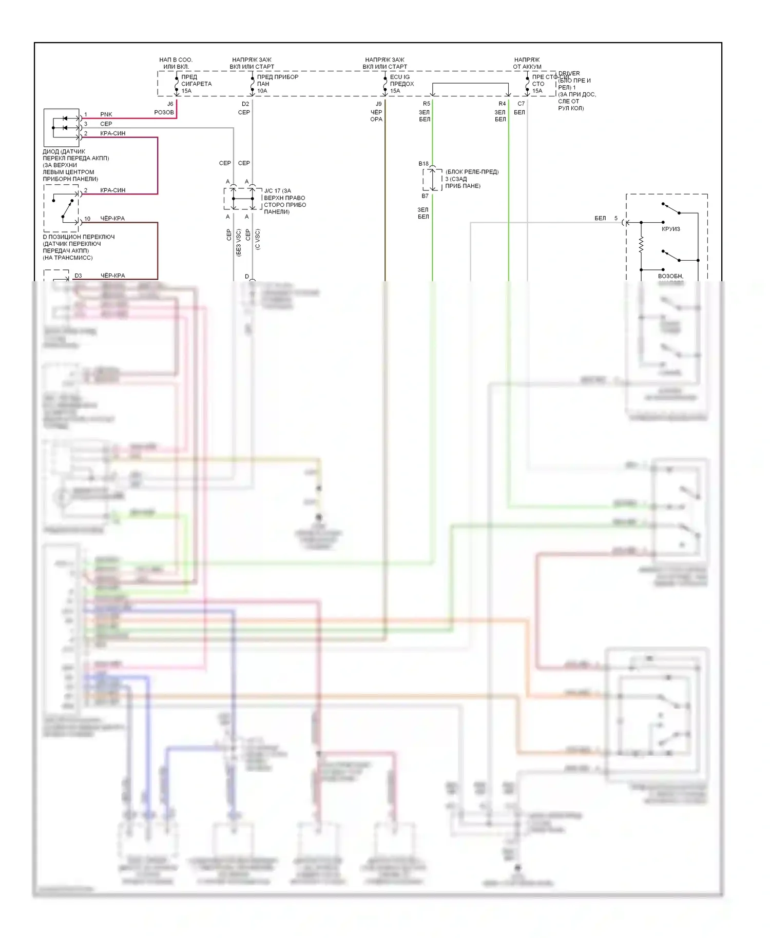Sienna Toyota I (1997-2003): Электросхема круиз-контроля 