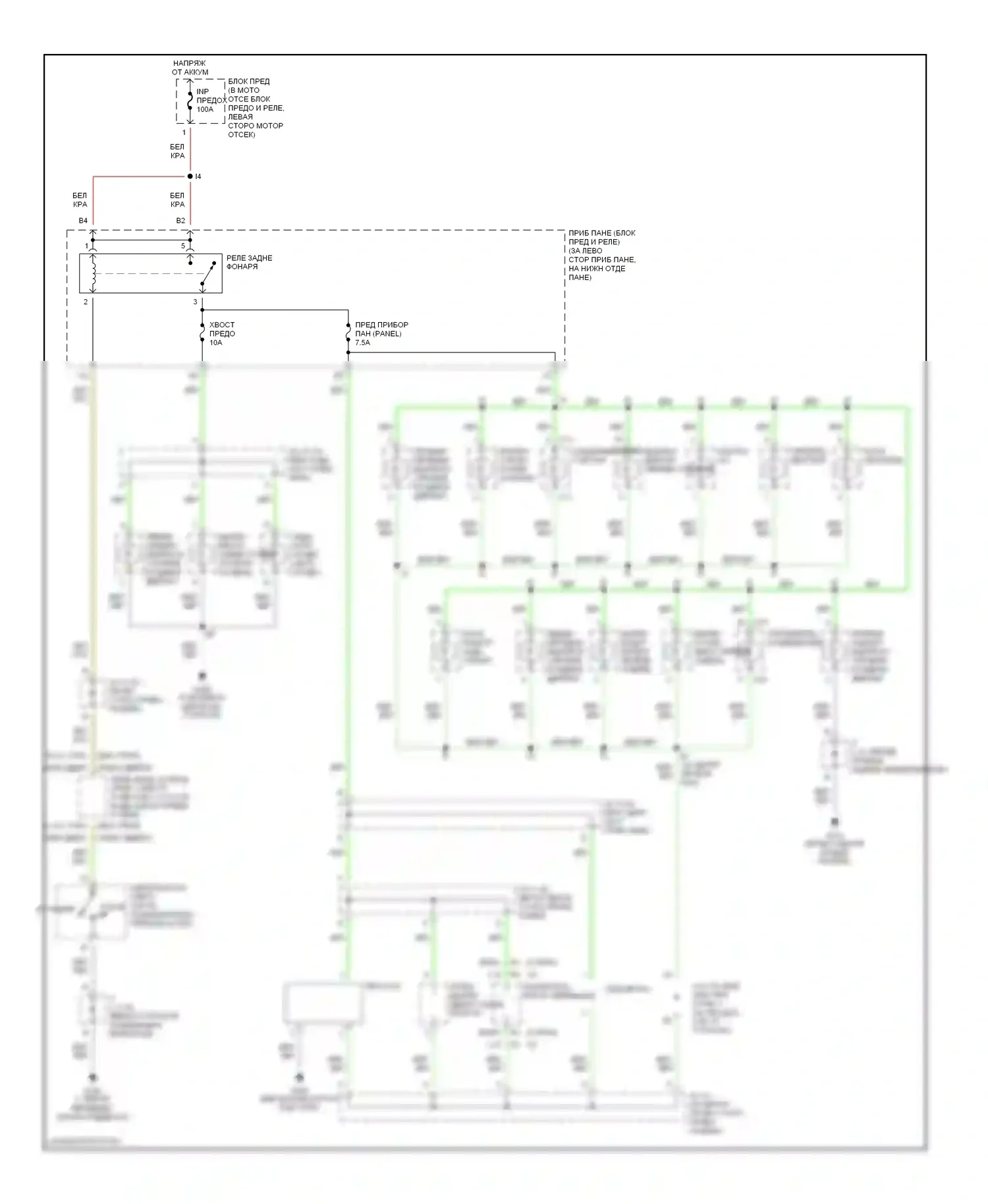 Sienna Toyota I (1997-2003): Электросхема подсветки приборной панели 
