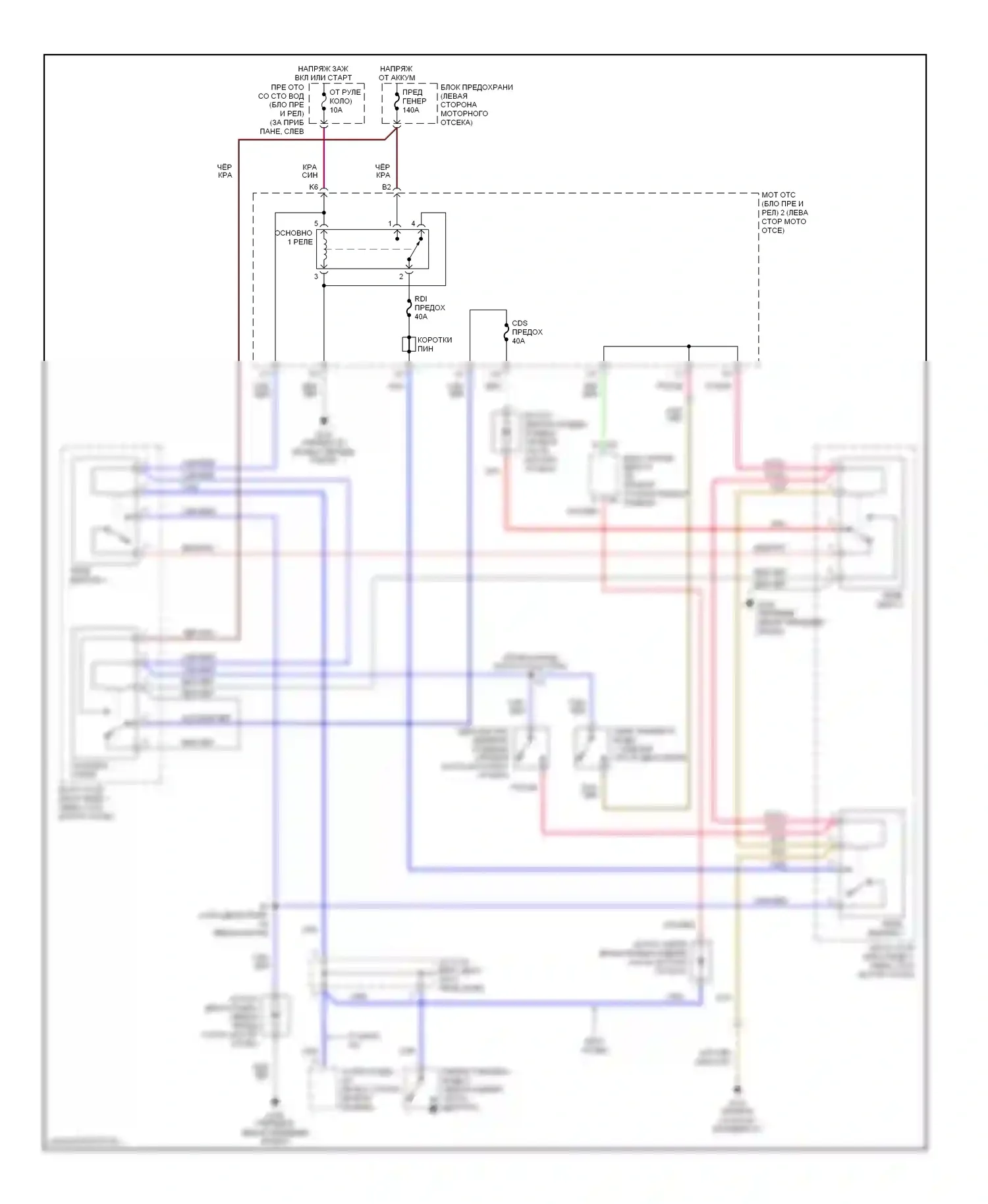 Sienna Toyota I (1997-2003): Электросхема вентилятора охлаждения, с буксировочным комплектом 