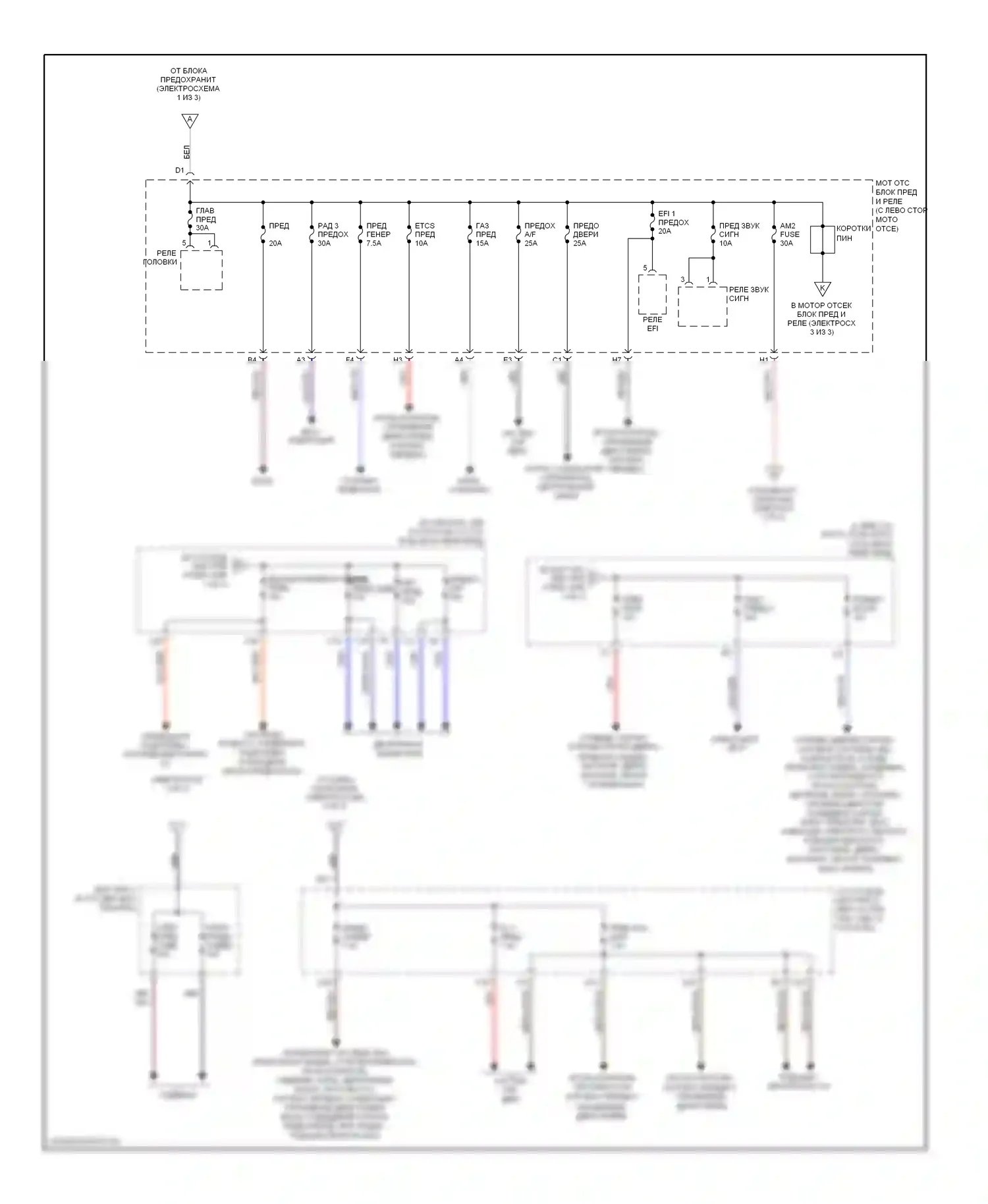 Sienna Toyota II рестайлинг (2005-2010): Электросхема блока предохранителей реле (3 из 3) 