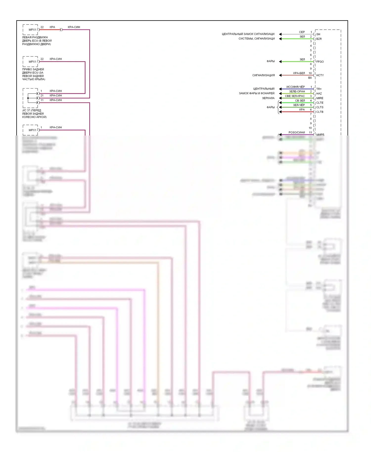 Sienna Toyota II рестайлинг (2005-2010): Электросхема блоков управления кузовом (2 из 2) 