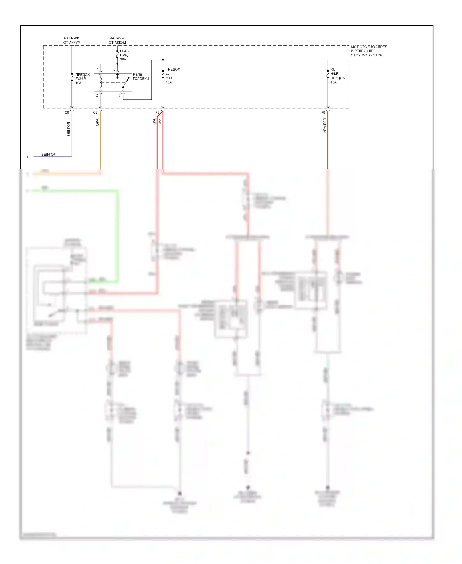 Sienna Toyota II рестайлинг (2005-2010): Электросхема фар, без дрели (2 из 2) 