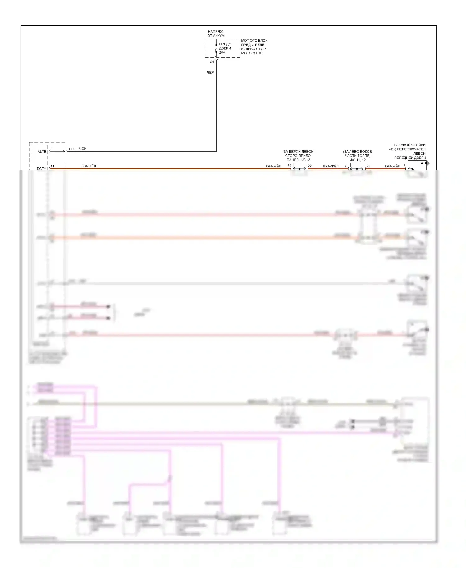 Sienna Toyota II рестайлинг (2005-2010): Электросхема приборной панели (2 из 2) 