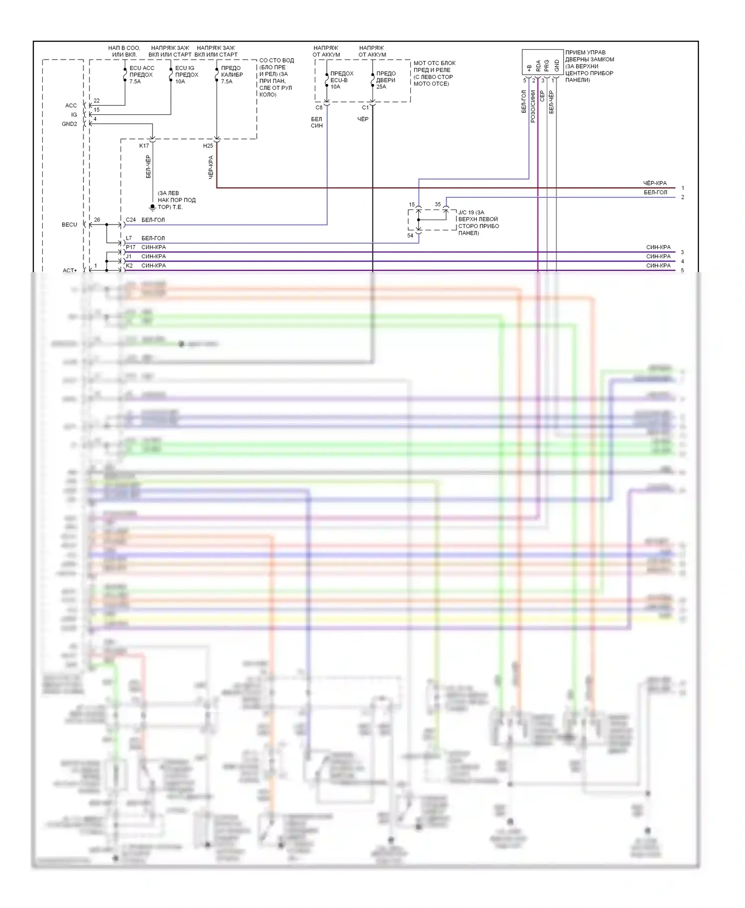 Sienna Toyota II рестайлинг (2005-2010): Электросхема защиты от взлома (1 из 2) 