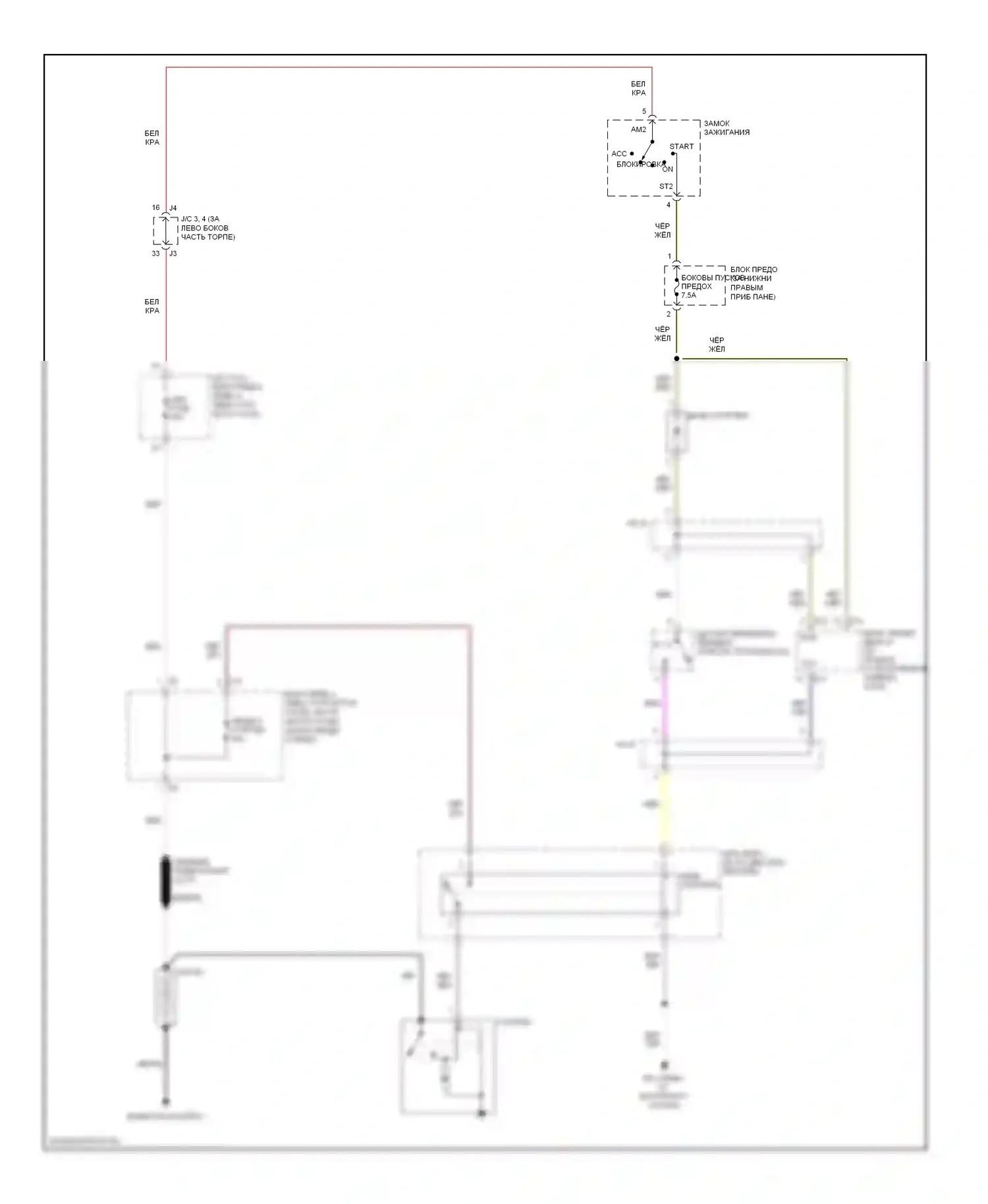 Sienna Toyota II рестайлинг (2005-2010): Электросхема стартера 