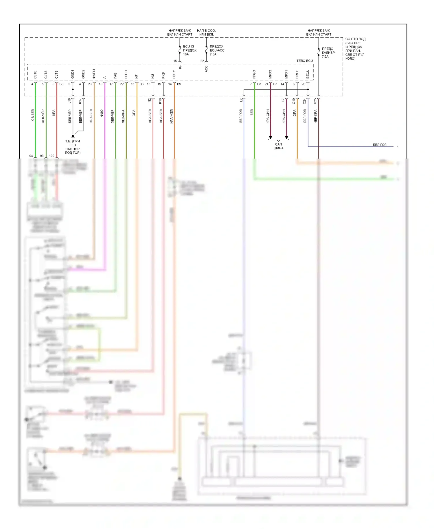 Sienna Toyota II (2003-2005): Электросхема фар, без дрели (1 из 2) 