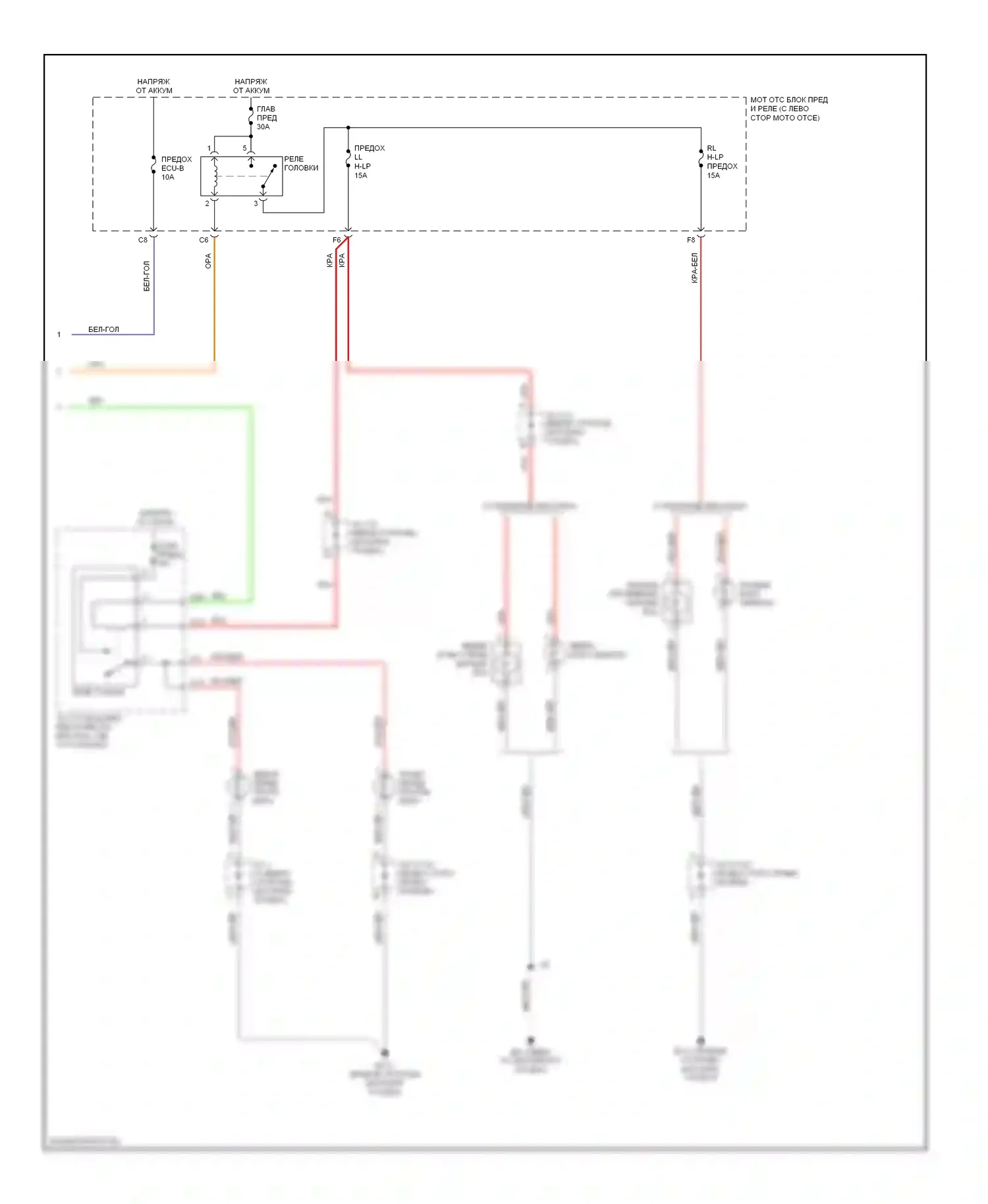 Sienna Toyota II (2003-2005): Электросхема фар, без дрели (2 из 2) 