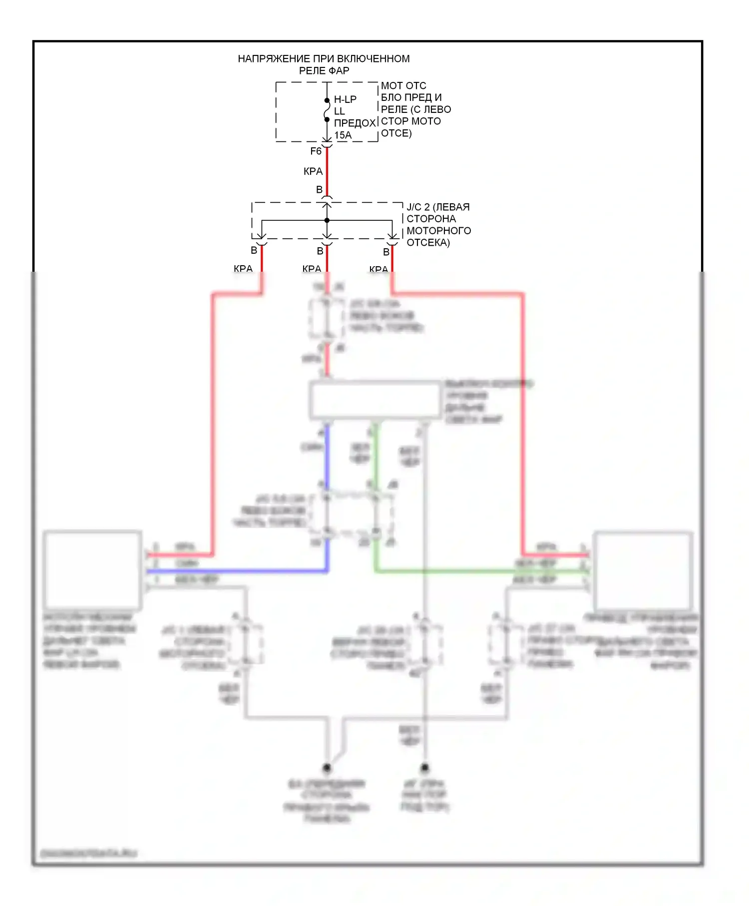 Sienna Toyota II (2003-2005): Электросхема корректора фар 