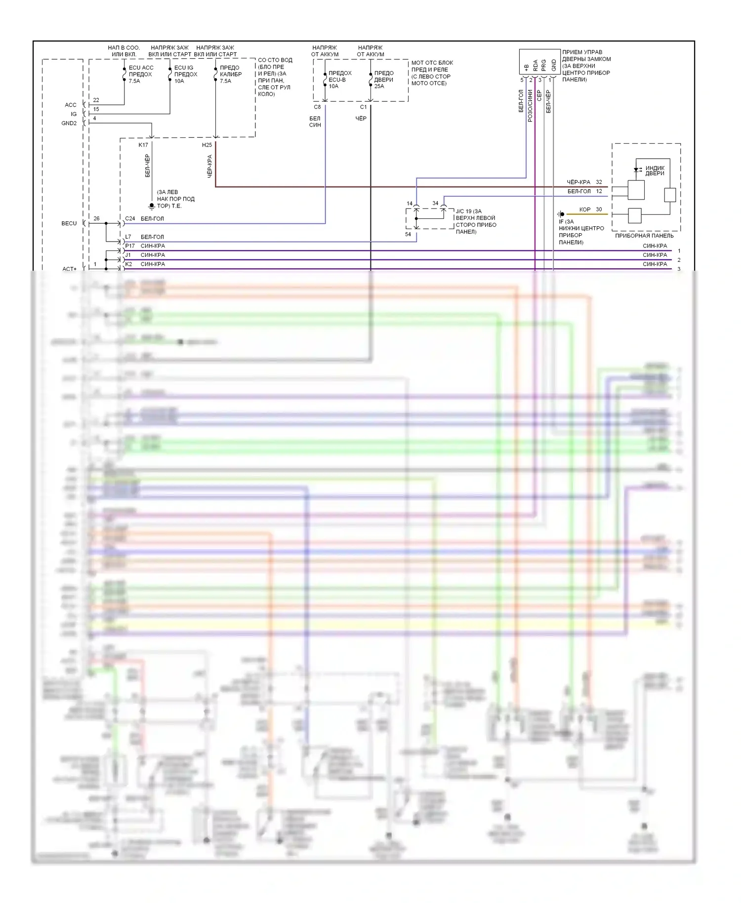 Sienna Toyota II (2003-2005): Электросхема защиты от взлома (1 из 2) 