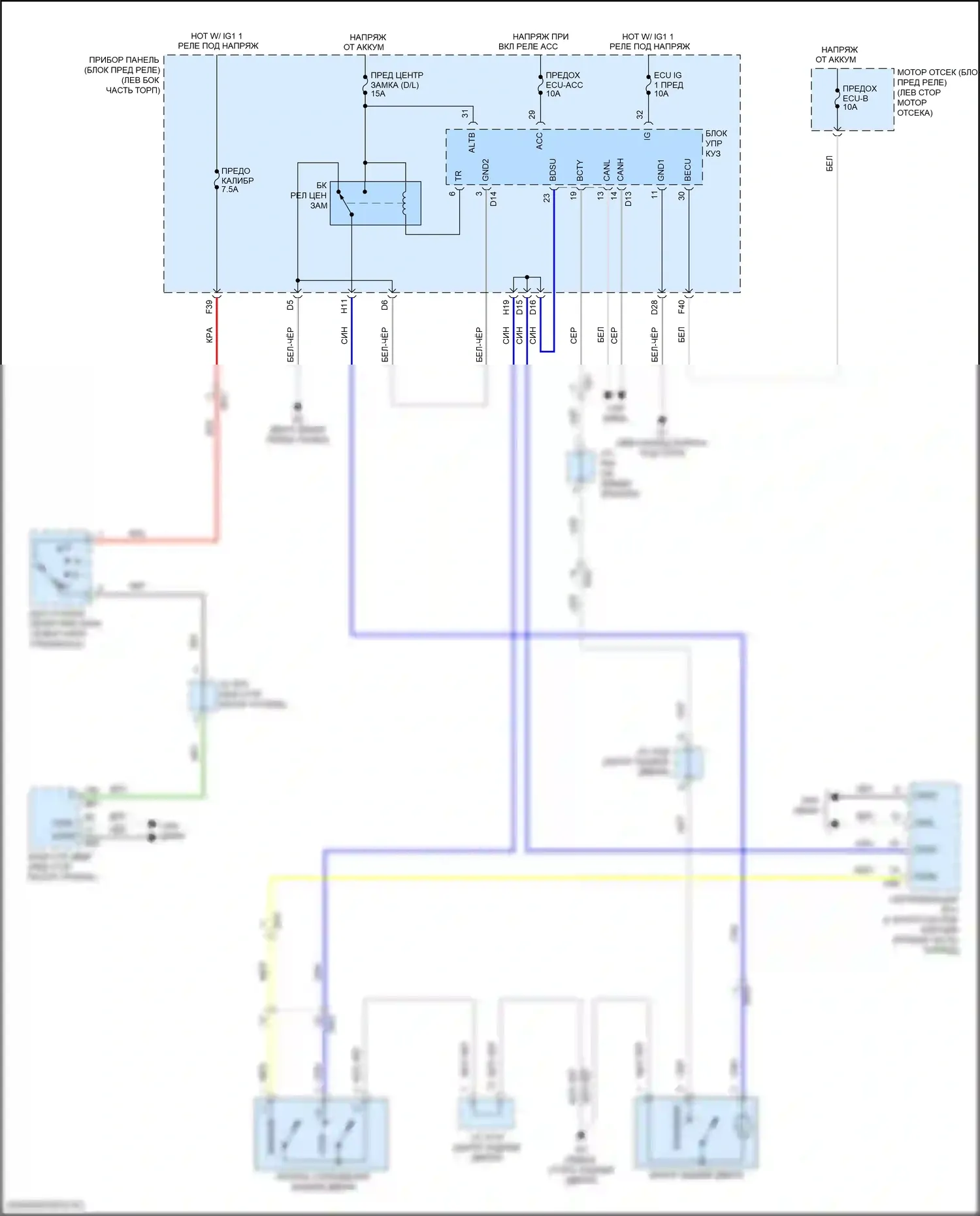 Sienna Toyota III рестайлинг 2 (2017-2020): Электросхема открывателя задней двери, без задней двери питания 