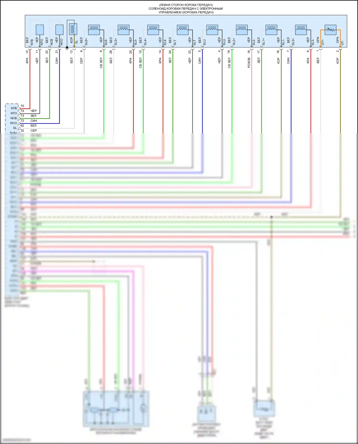 Sienna Toyota III рестайлинг 2 (2017-2020): Электросхема автоматической коробки передач (1 из 3) 