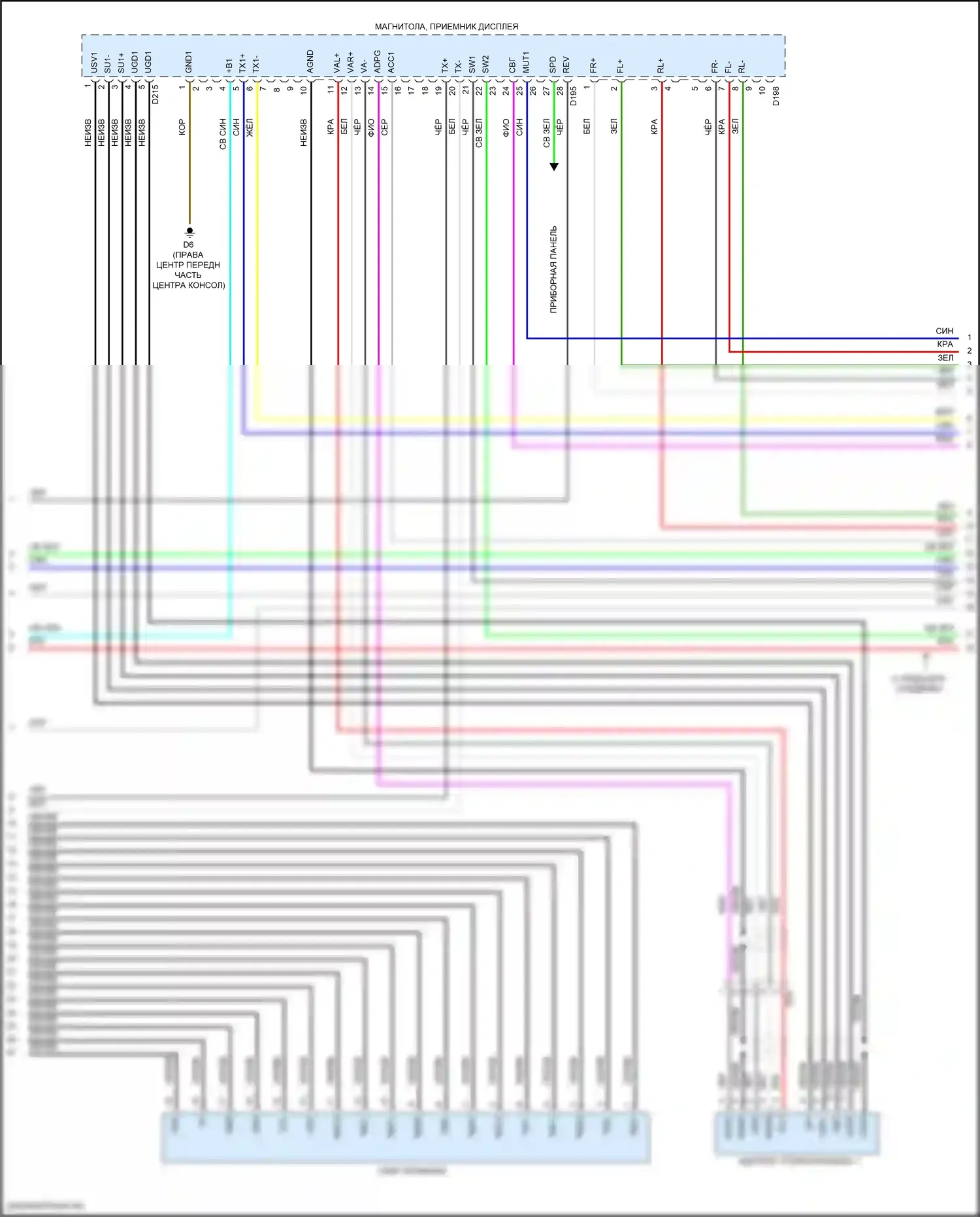 Sienna Toyota III рестайлинг 2 (2017-2020): Электросхема магнитолы, с отдельным усилителем (5 из 7) 