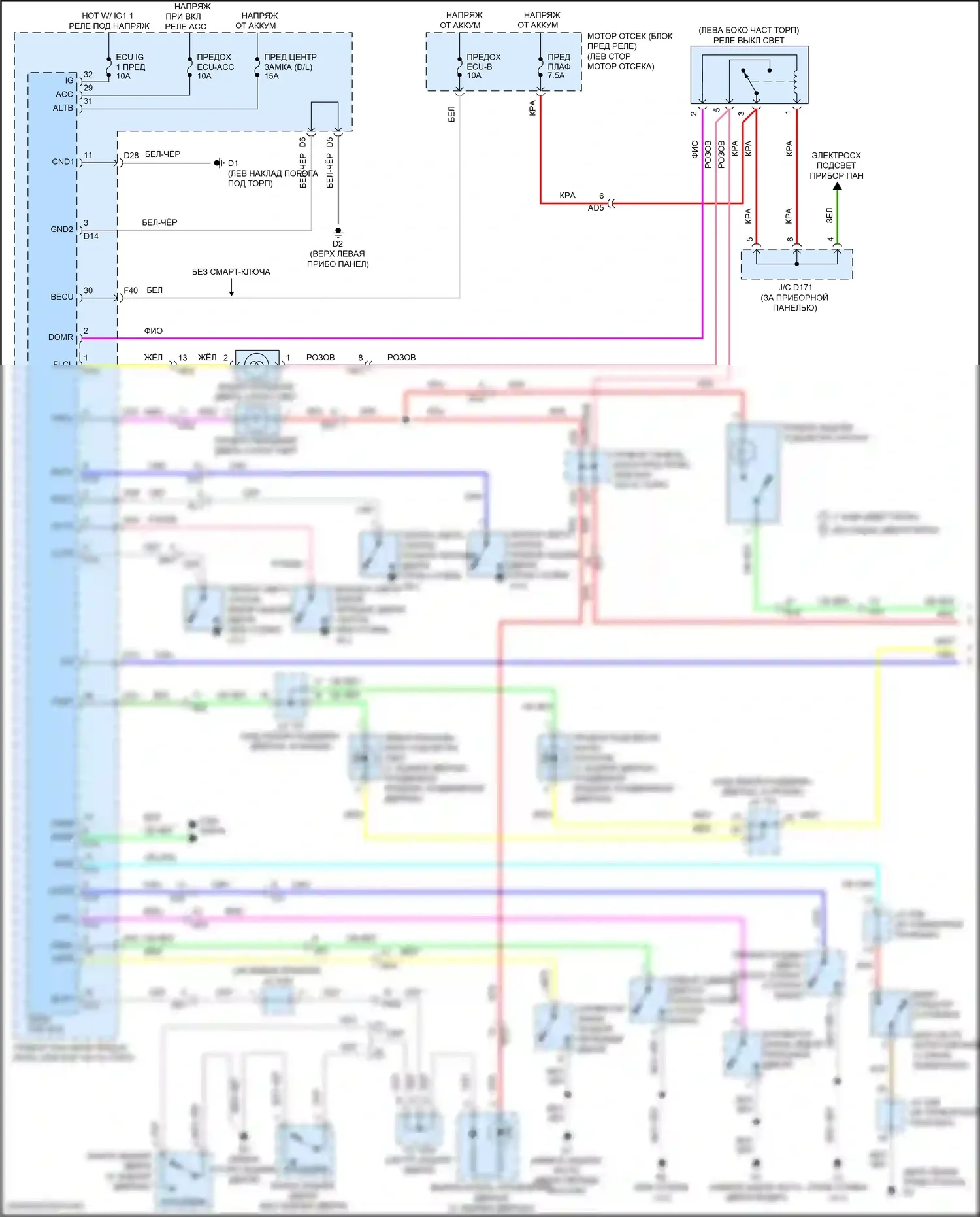 Sienna Toyota III рестайлинг 2 (2017-2020): Электросхема освещения салона (1 из 2) 