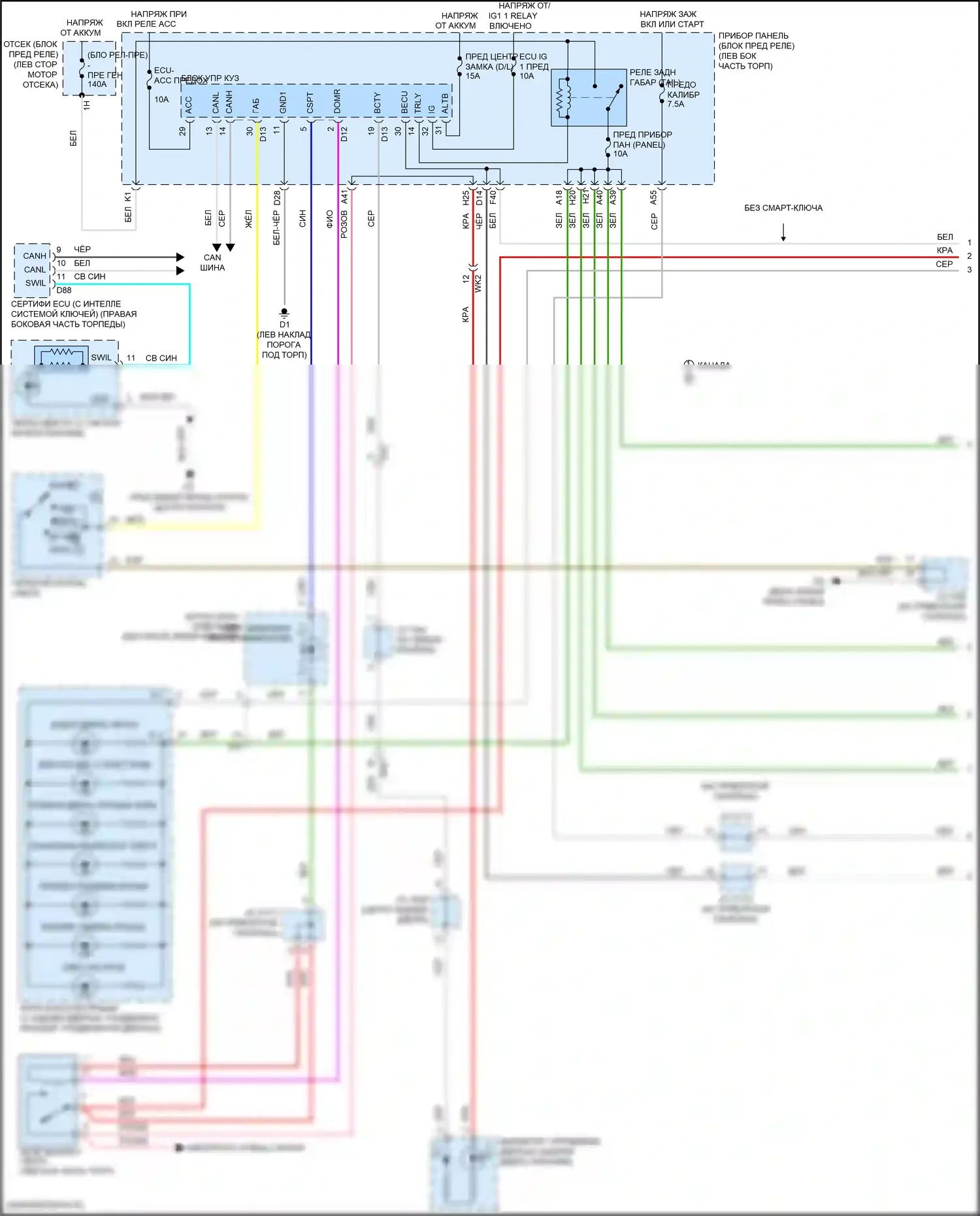 Sienna Toyota III рестайлинг 2 (2017-2020): Электросхема подсветки приборной панели (1 из 3) 