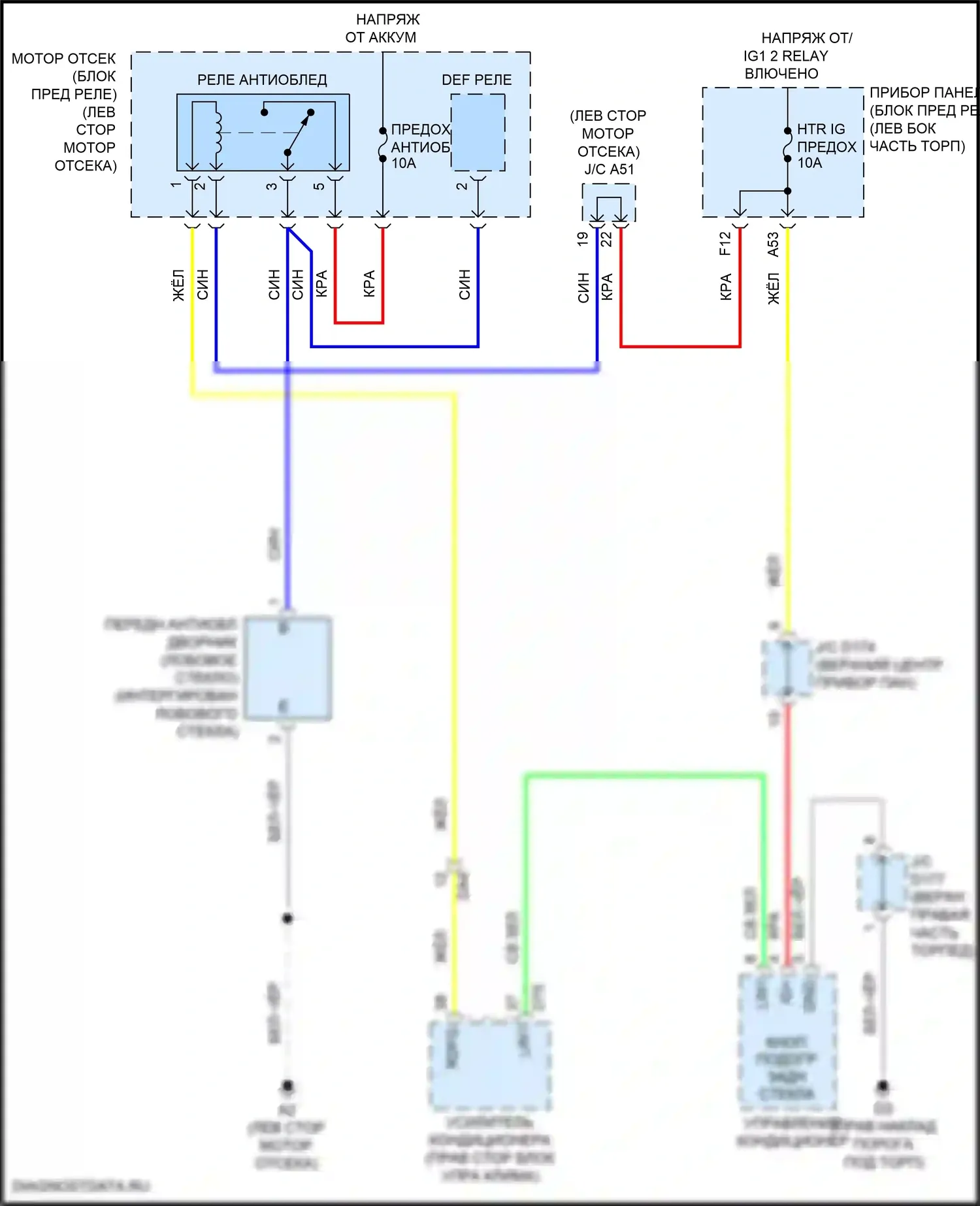 Sienna Toyota III рестайлинг 2 (2017-2020): Электросхема переднего антиобледенителя 