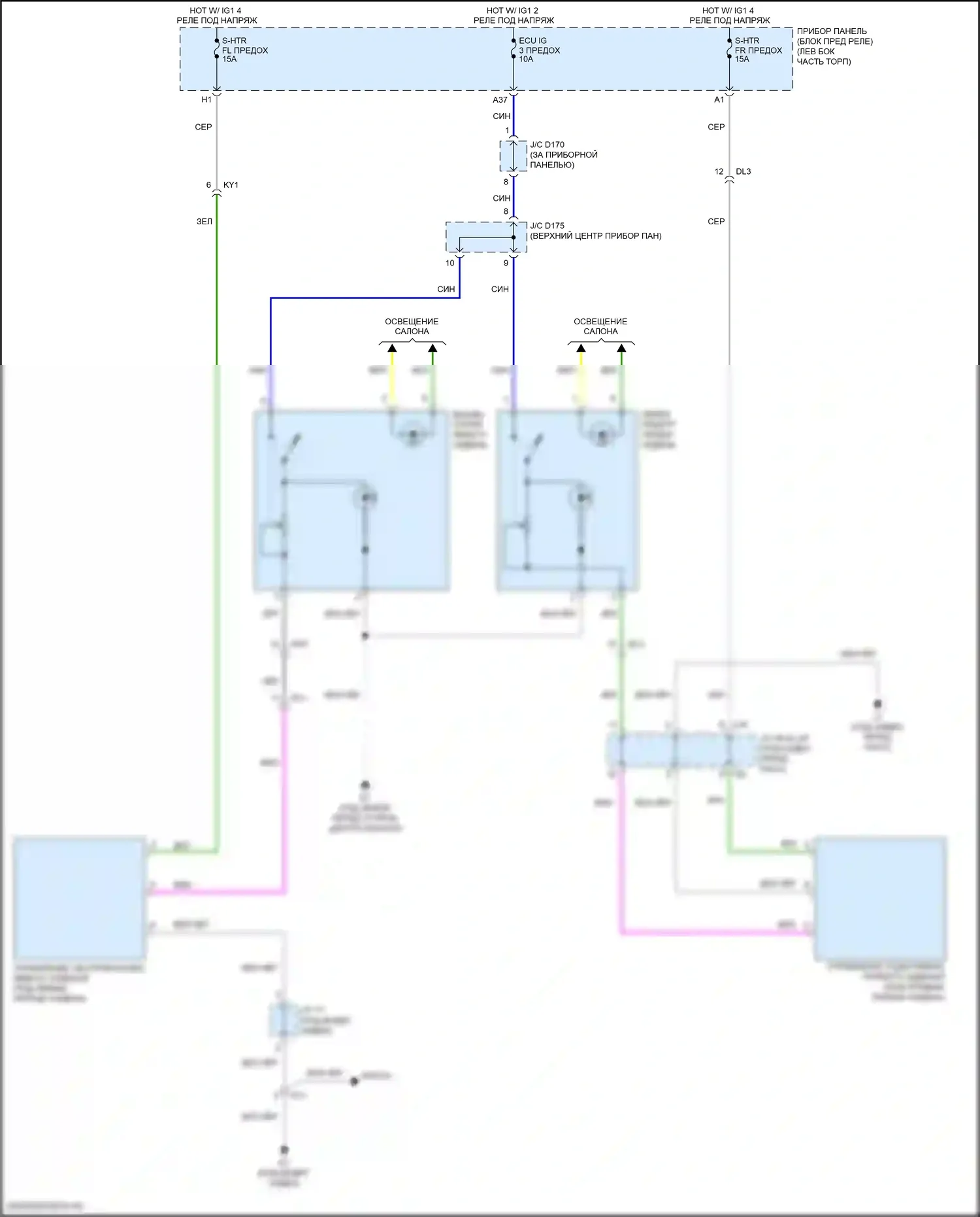 Sienna Toyota III рестайлинг 2 (2017-2020): Электросхема обогреваемых сидений 