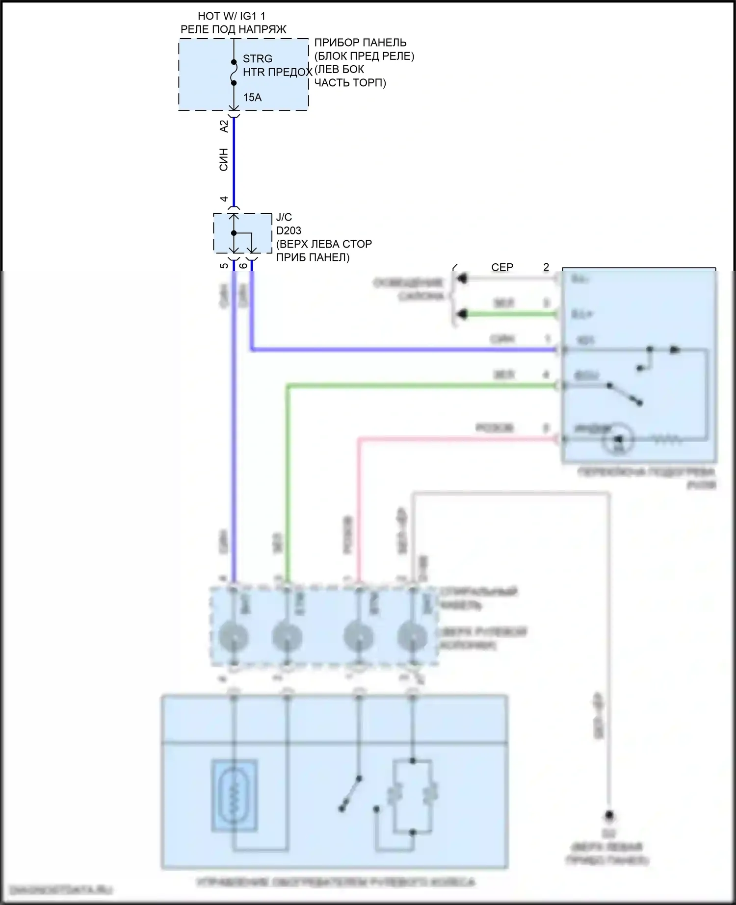 Sienna Toyota III рестайлинг 2 (2017-2020): Электросхема рулевого колеса с подогревом 