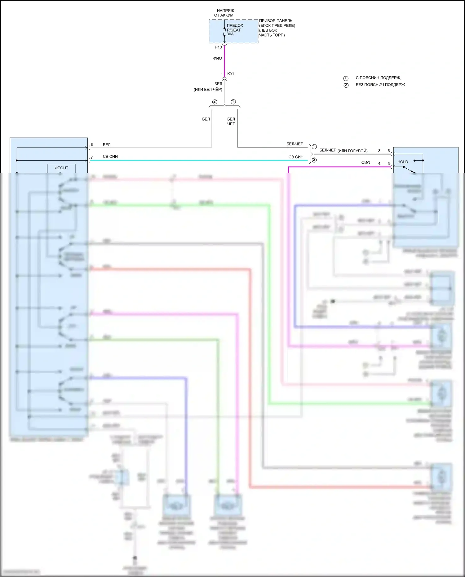 Sienna Toyota III рестайлинг 2 (2017-2020): Питание водительского сиденья электросхема 