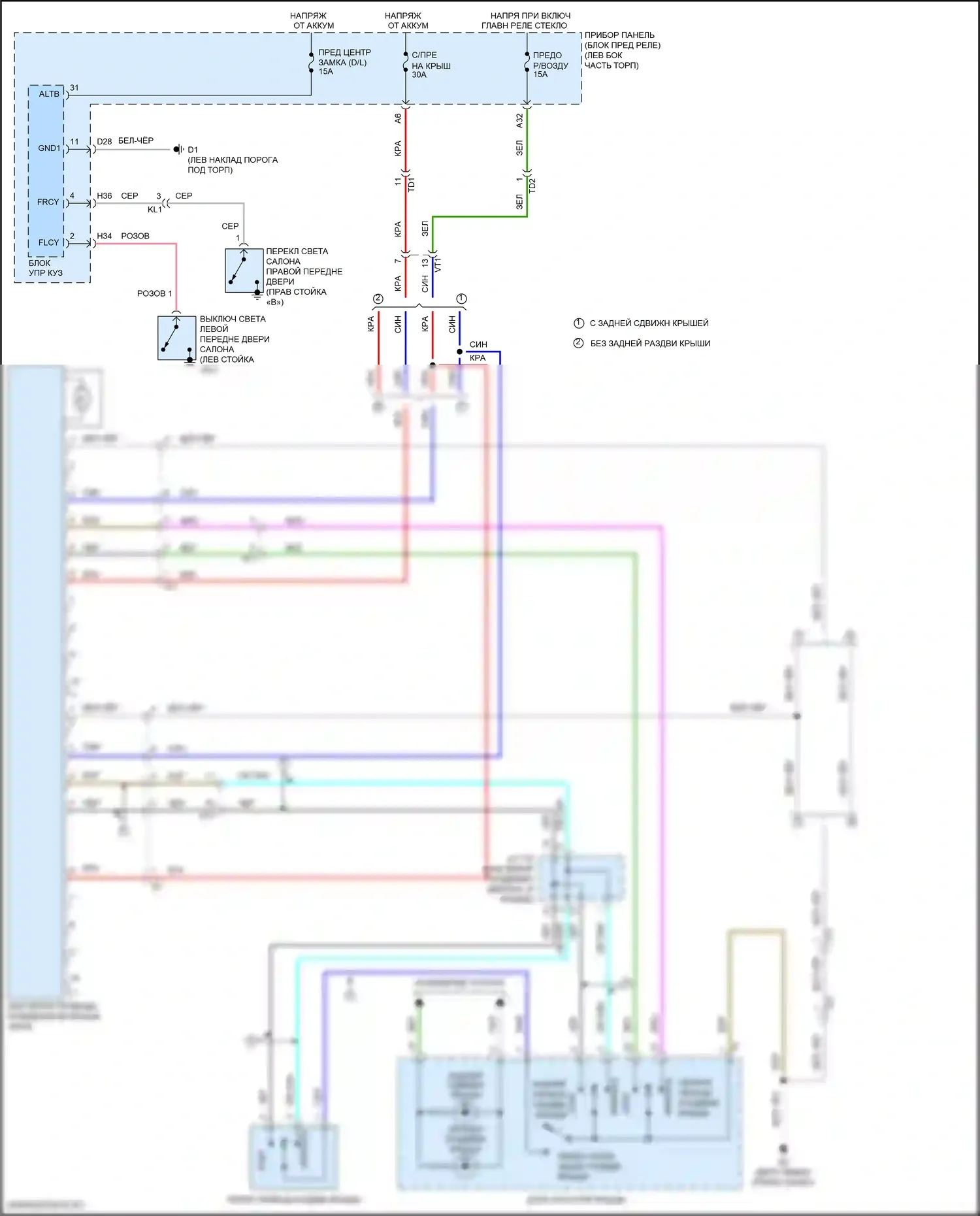 Sienna Toyota III рестайлинг 2 (2017-2020): Электросхема складной крыши/люка 