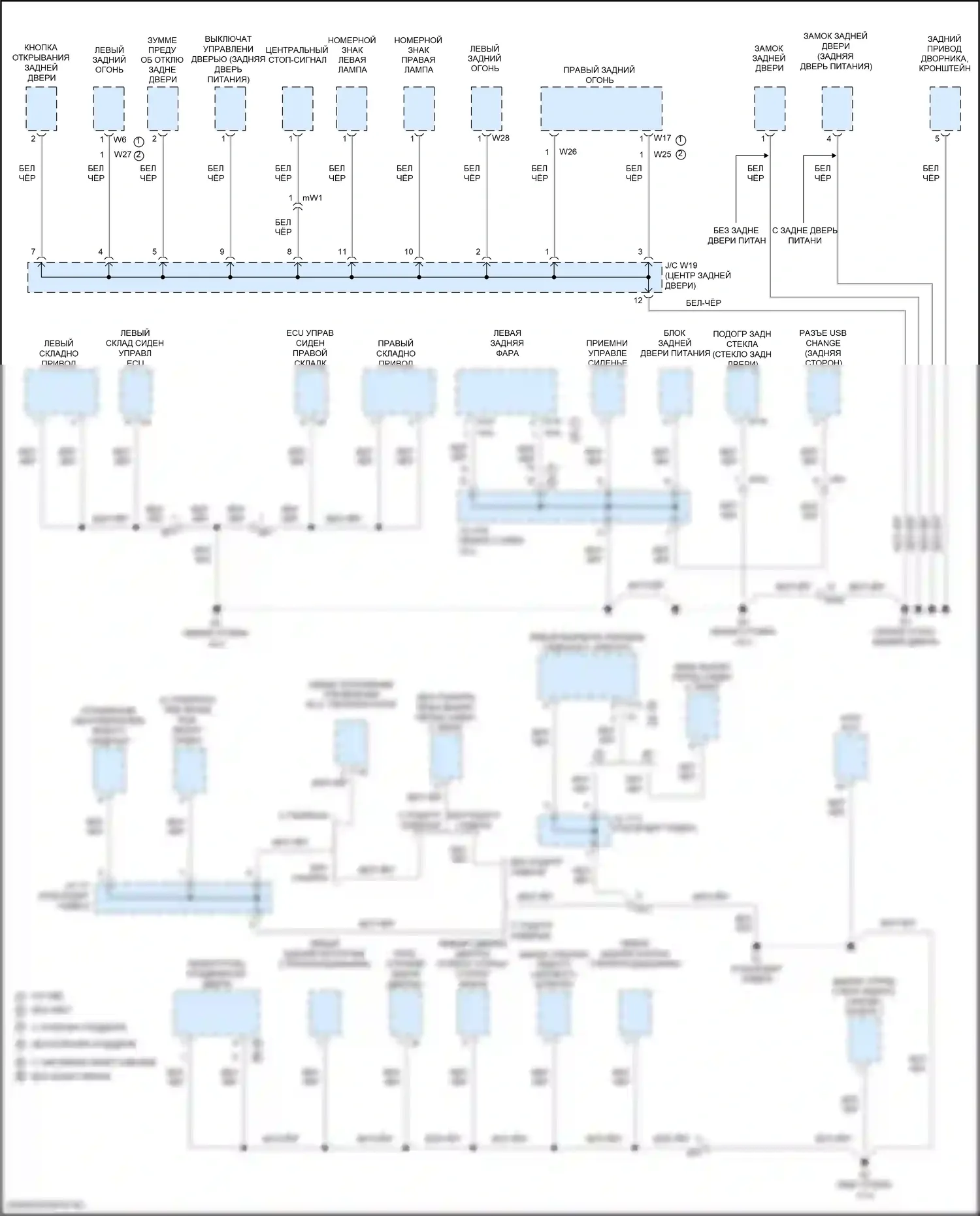 Sienna Toyota III рестайлинг 2 (2017-2020): Электросхема разводки массы (6 из 6) 