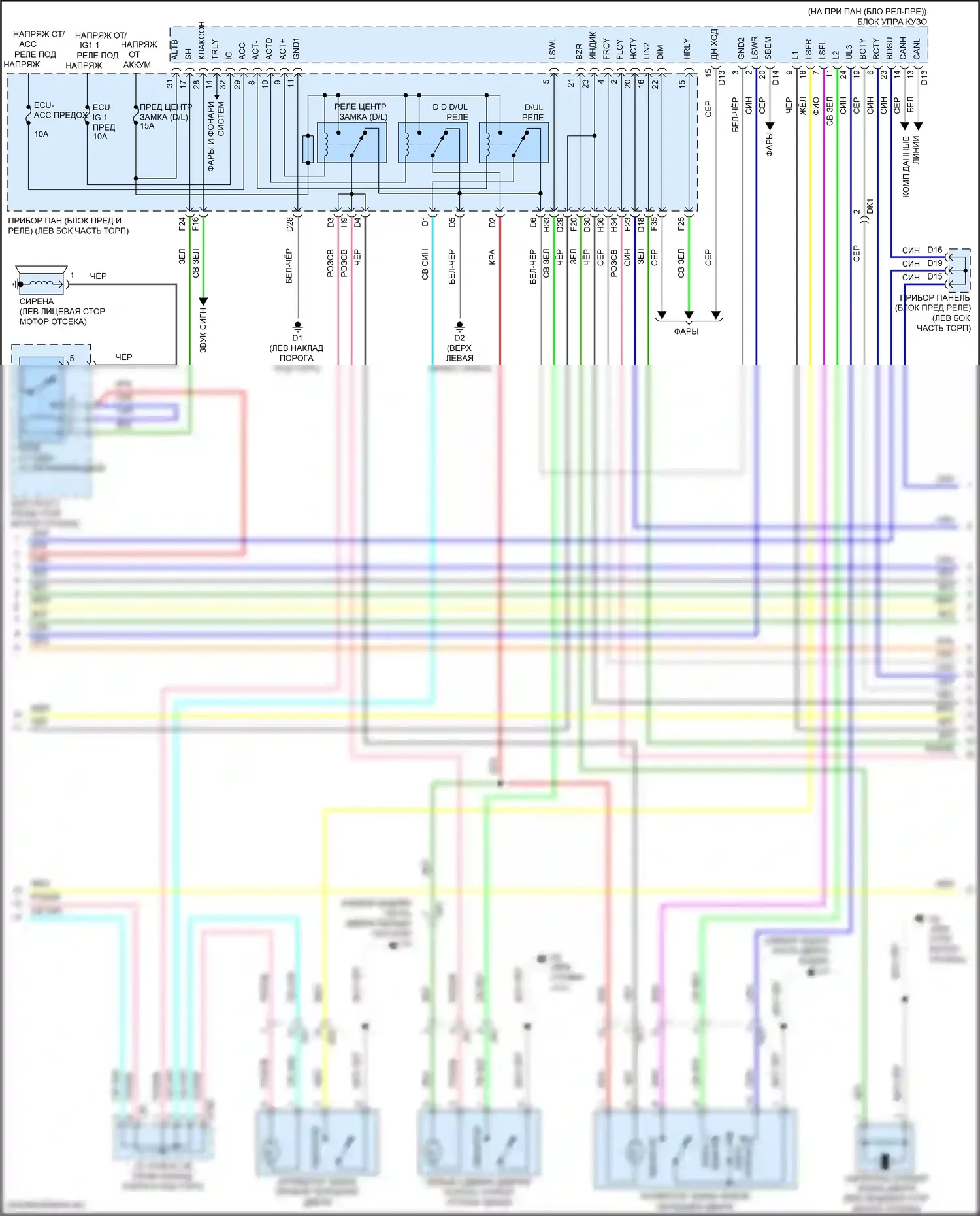 Sienna Toyota III рестайлинг 2 (2017-2020): Электросхема центрального замка, с интеллектуальной системой ключей (2 из 4) 