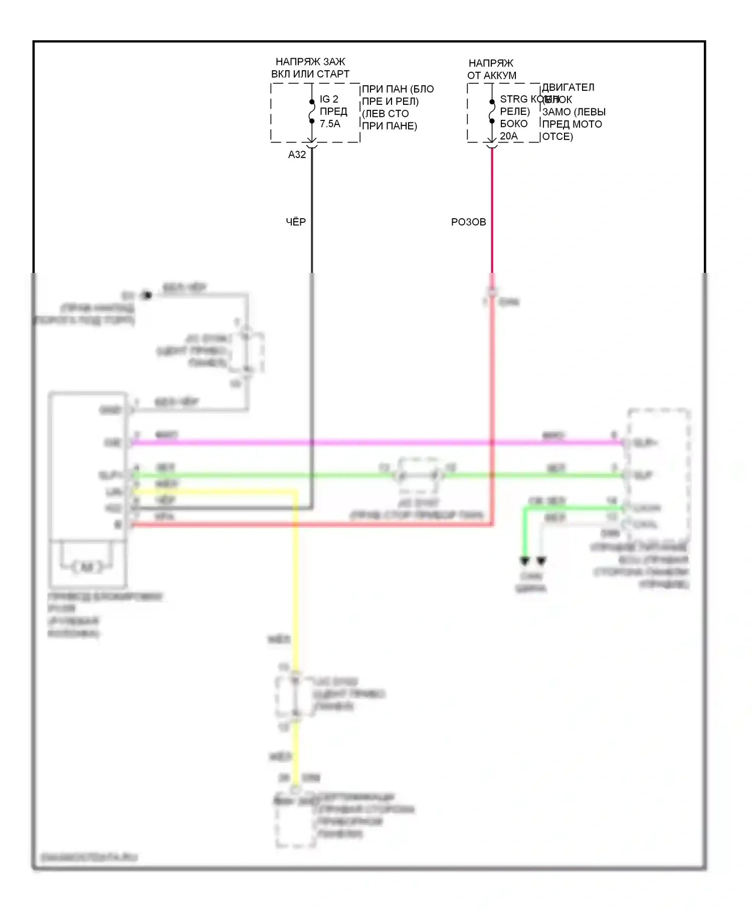 Sienna Toyota III (2010-2014): Электросхема рулевой колонки 