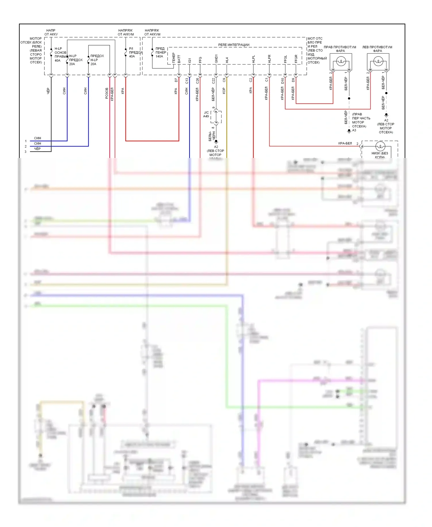 Sienna Toyota III (2010-2014): Электросхема фар (2 из 2) 