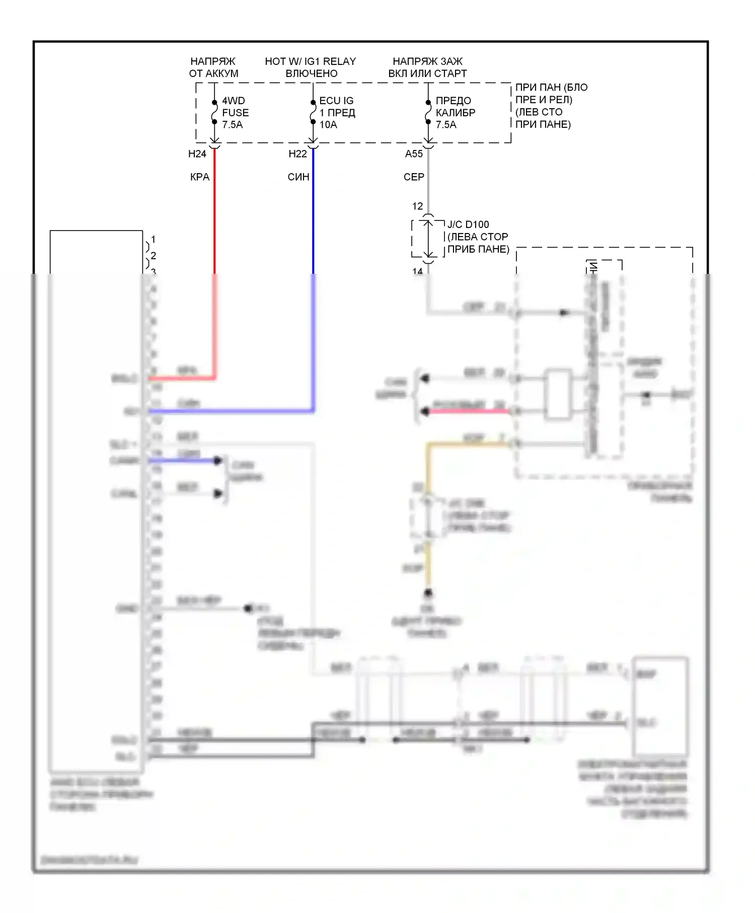 Sienna Toyota III (2010-2014): 3,5л, электросхема awd 