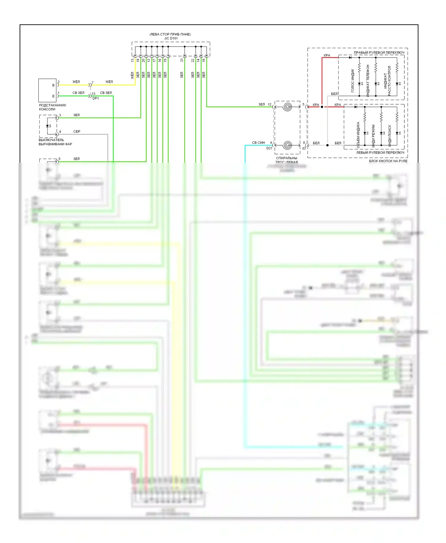 Sienna Toyota III (2010-2014): Электросхема подсветки приборной панели (2 из 2) 